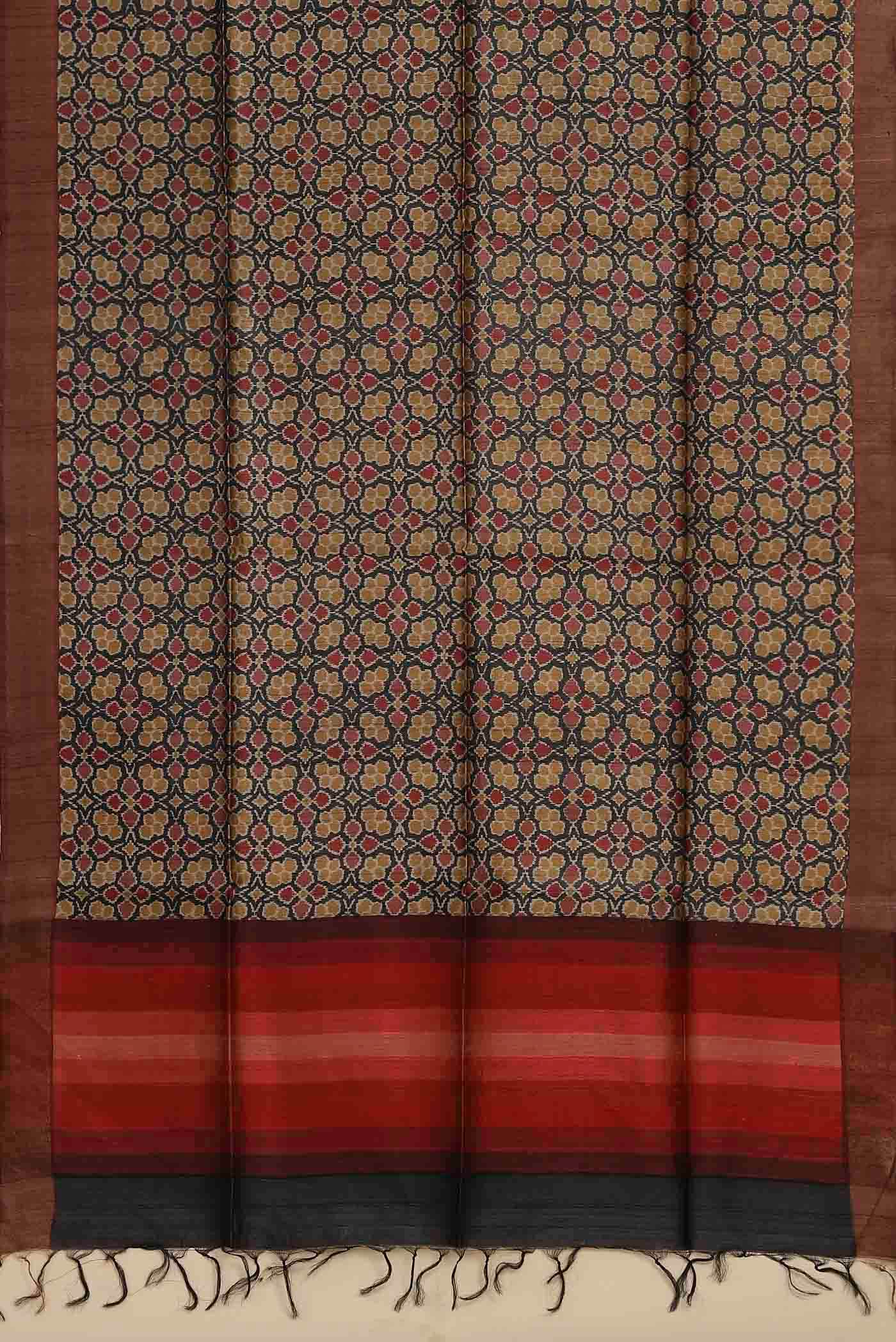 Black Bhagalpuri Tussar Silk Saree