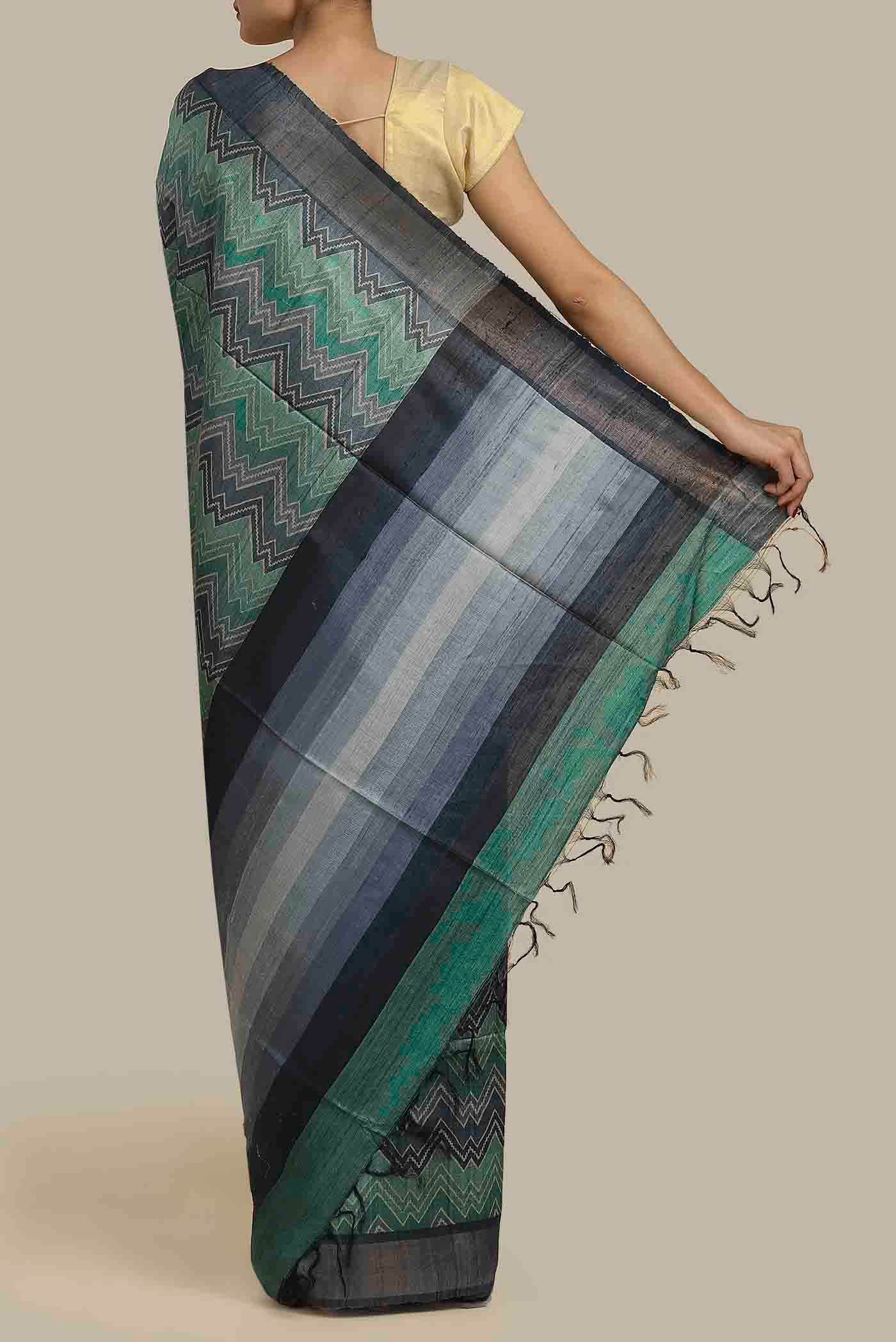 Green Bhagalpuri Tussar Silk Saree