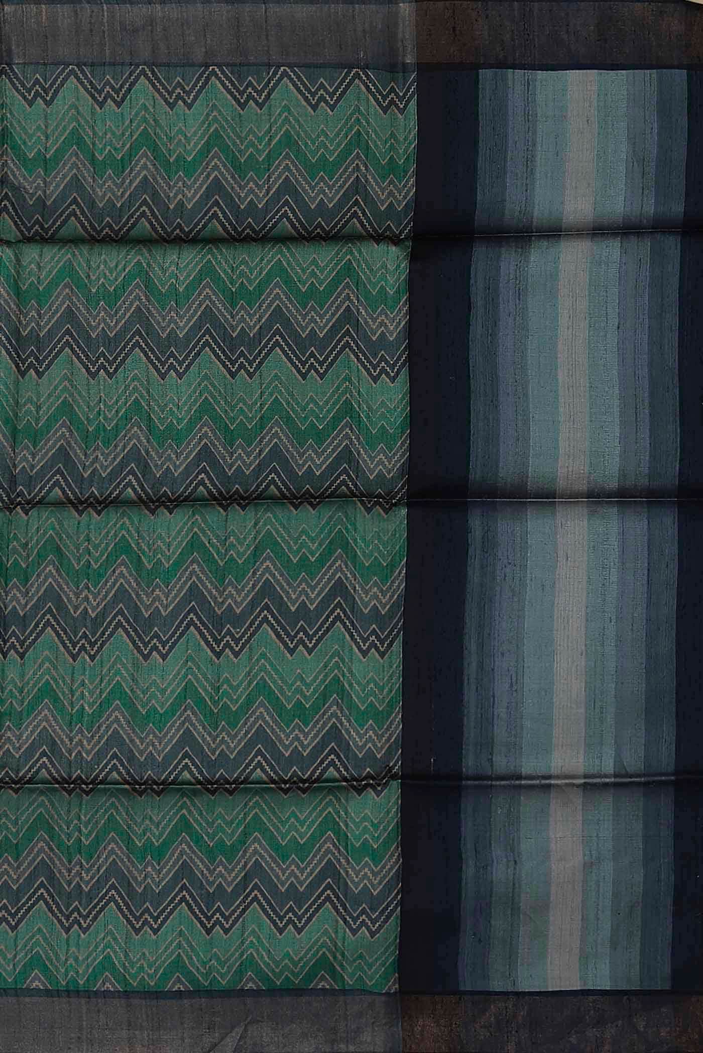 Green Bhagalpuri Tussar Silk Saree