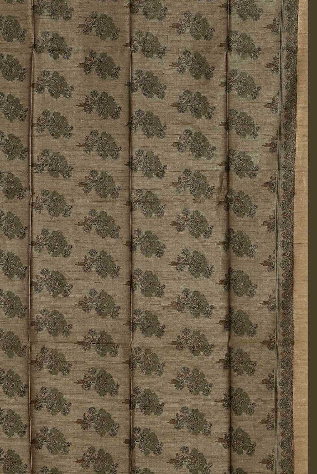 Beige Bhagalpuri Tussar Silk Saree