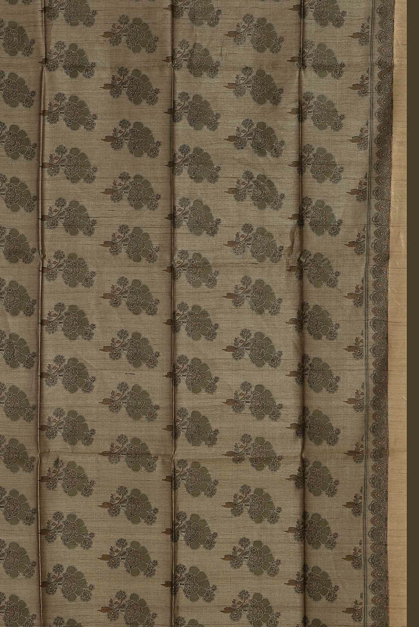 Beige Bhagalpuri Tussar Silk Saree