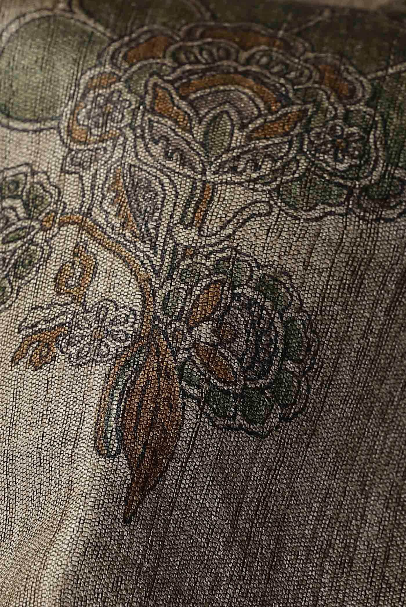 Beige Bhagalpuri Tussar Silk Saree