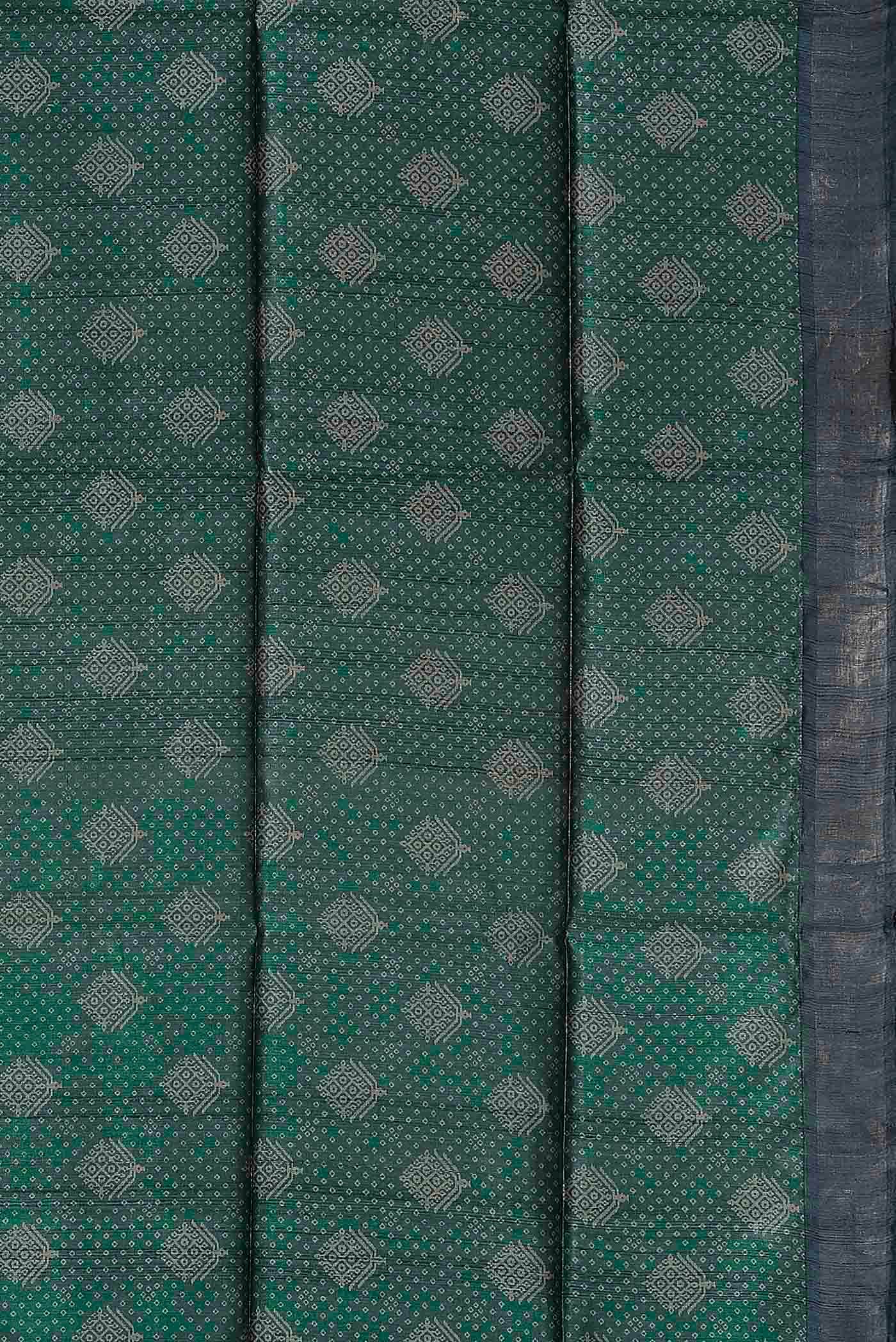 Green Bhagalpuri Tussar Silk Saree