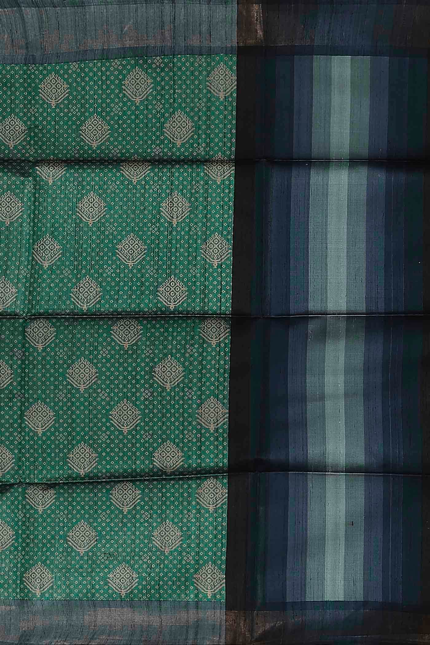 Green Bhagalpuri Tussar Silk Saree