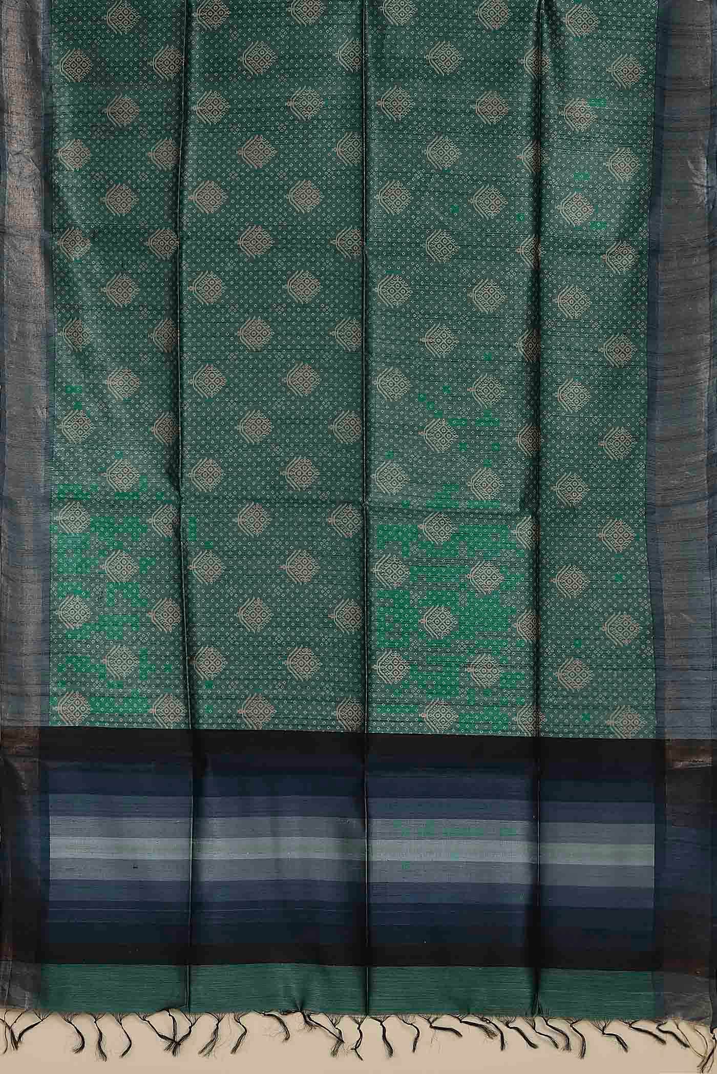 Green Bhagalpuri Tussar Silk Saree