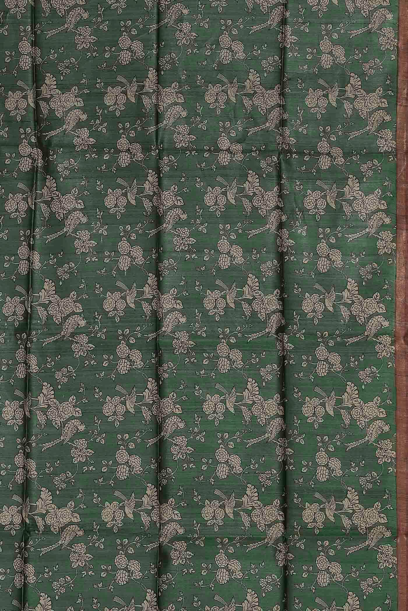 Green Bhagalpuri Tussar Silk Saree