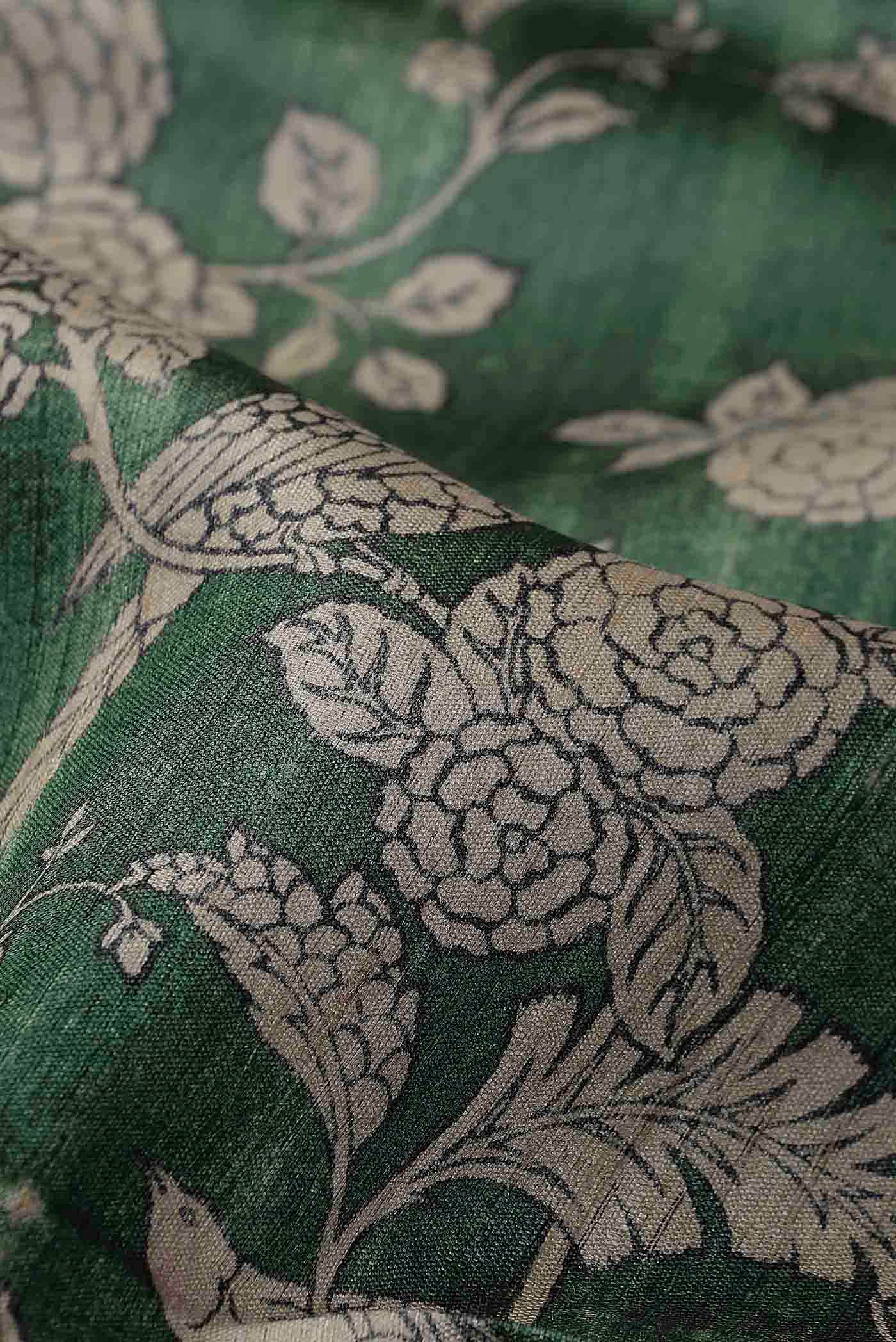 Green Bhagalpuri Tussar Silk Saree