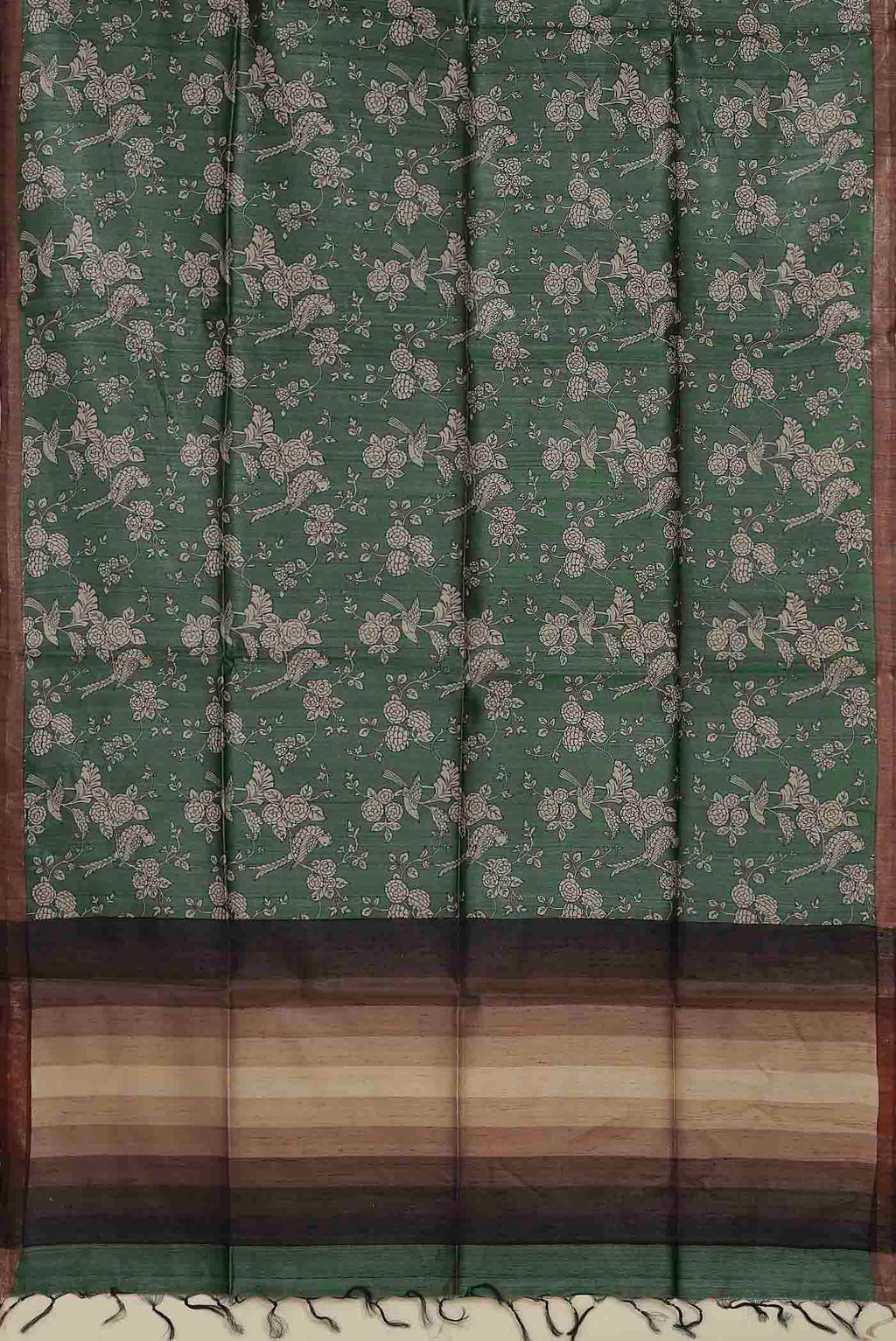 Green Bhagalpuri Tussar Silk Saree