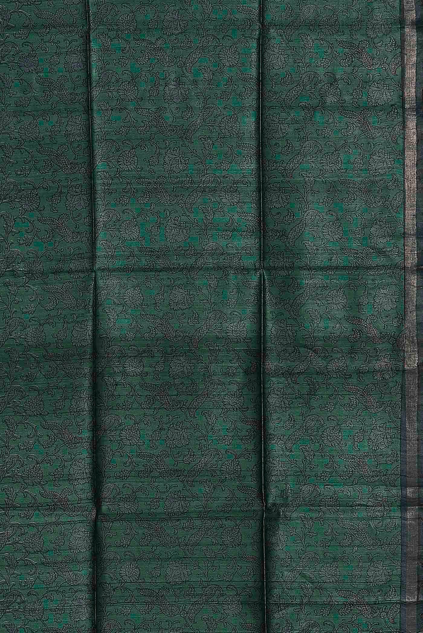 Green Bhagalpuri Tussar Silk Saree