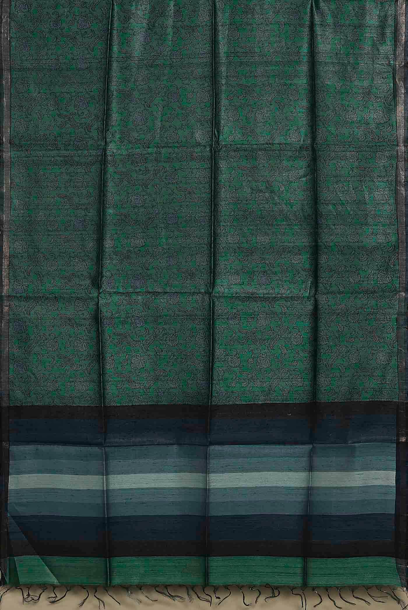 Green Bhagalpuri Tussar Silk Saree
