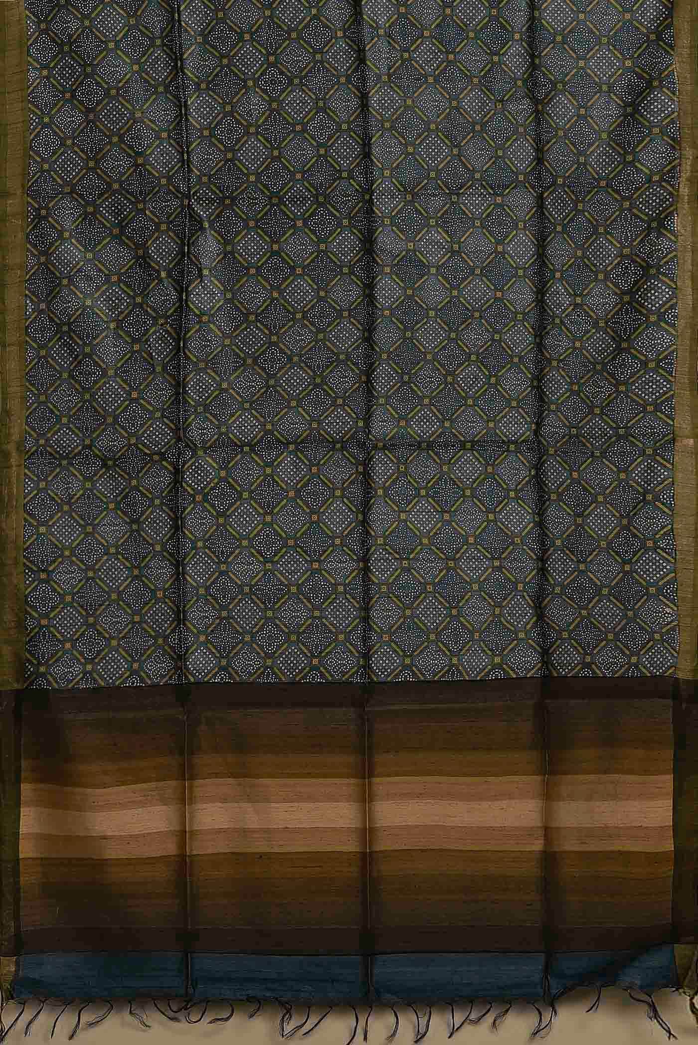 Green Bhagalpuri Tussar Silk Saree