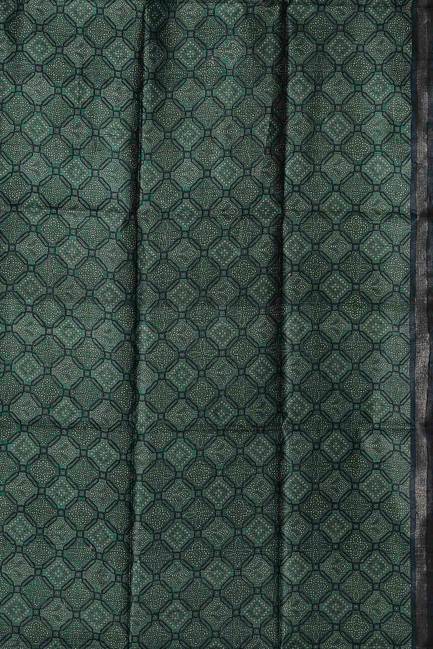 Green Bhagalpuri Tussar Silk Saree