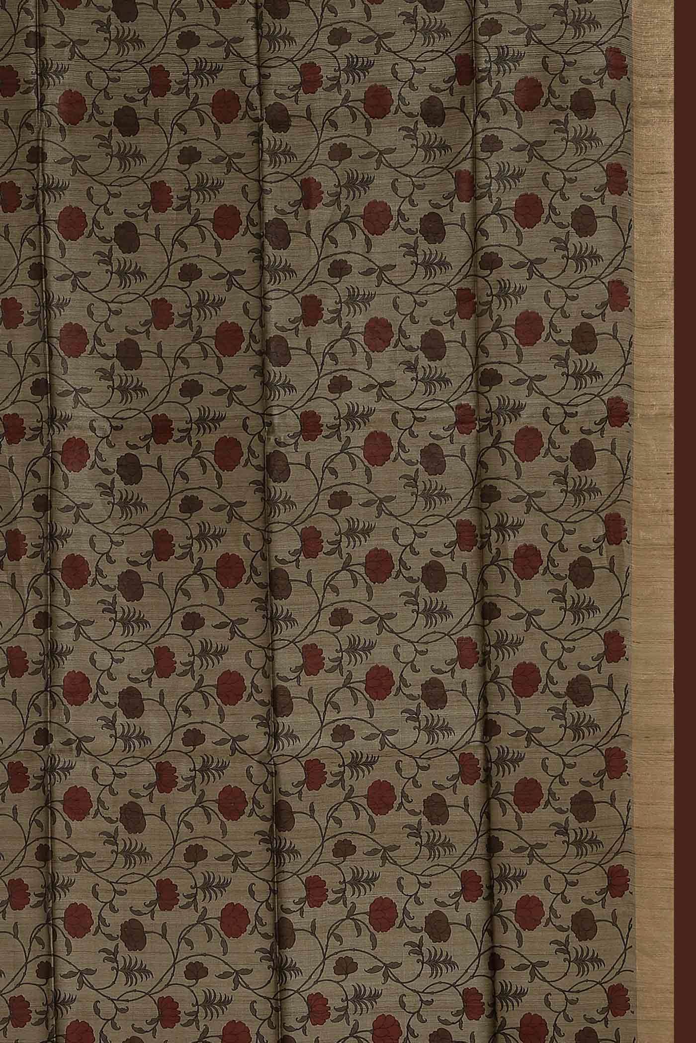 Beige Bhagalpuri Tussar Silk Saree