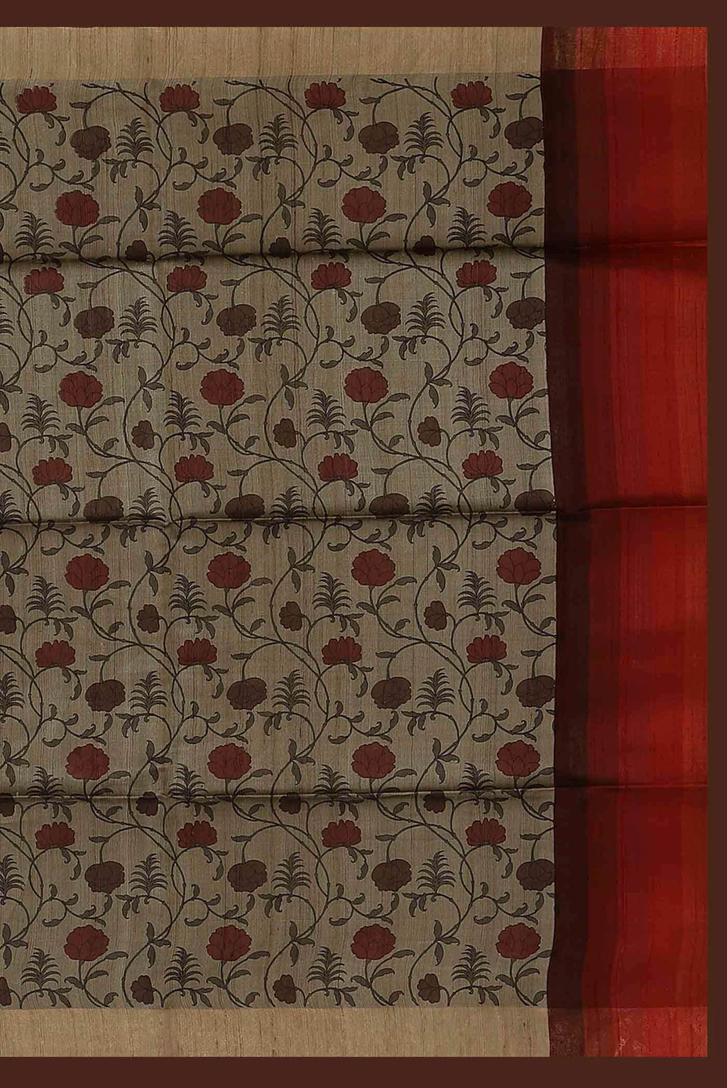 Beige Bhagalpuri Tussar Silk Saree