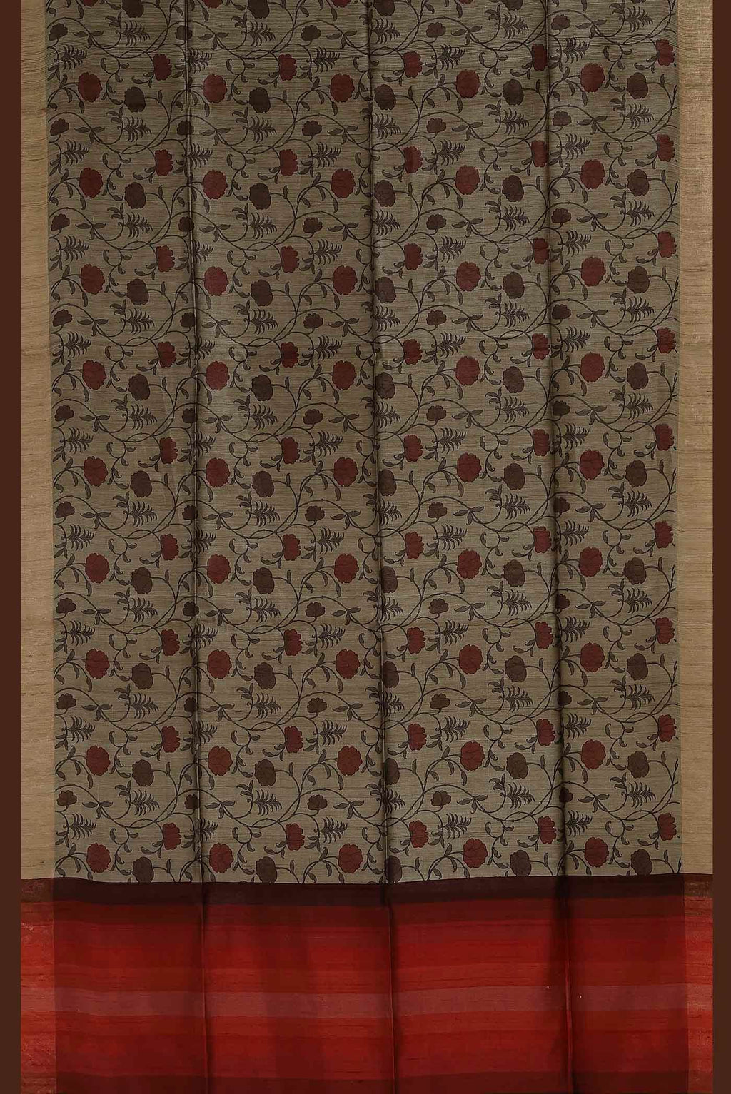Beige Bhagalpuri Tussar Silk Saree