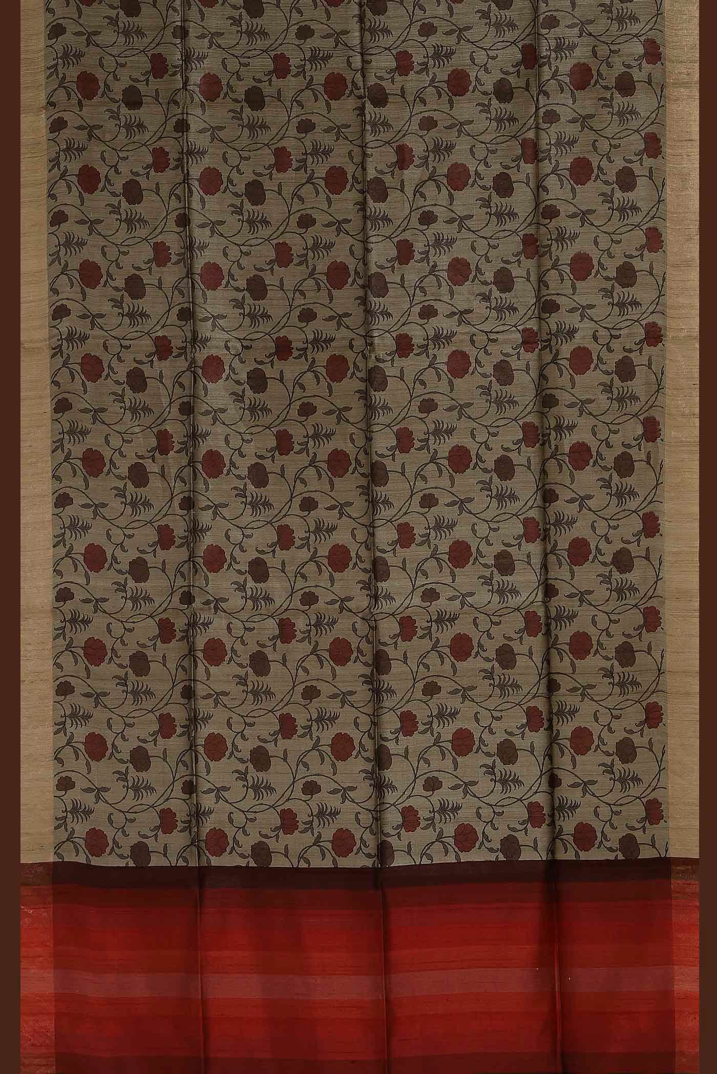 Beige Bhagalpuri Tussar Silk Saree