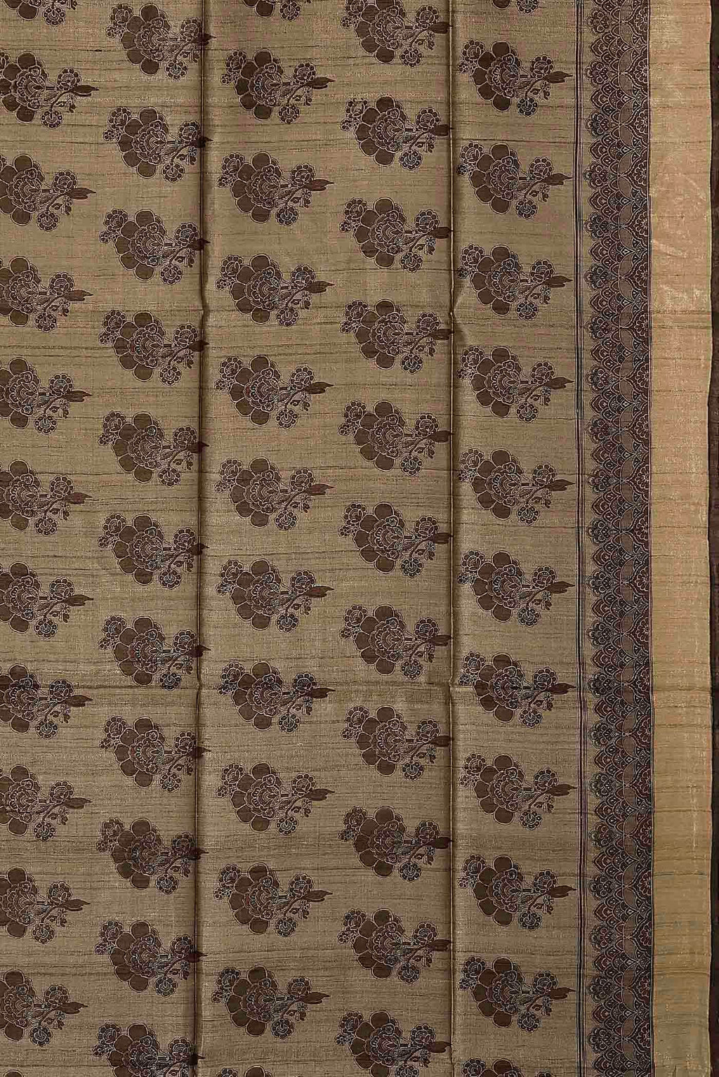 Beige Bhagalpuri Tussar Silk Saree