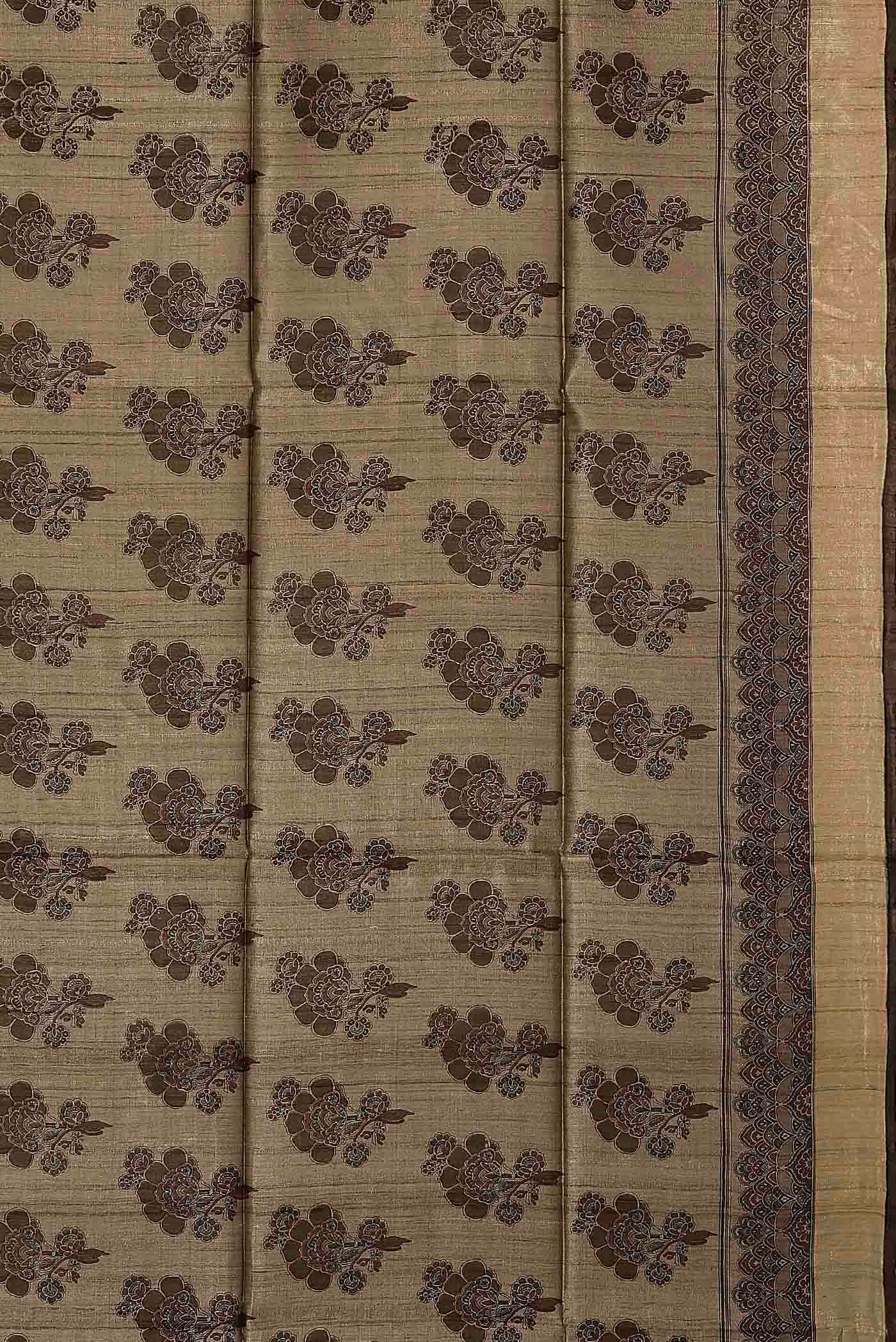 Beige Bhagalpuri Tussar Silk Saree