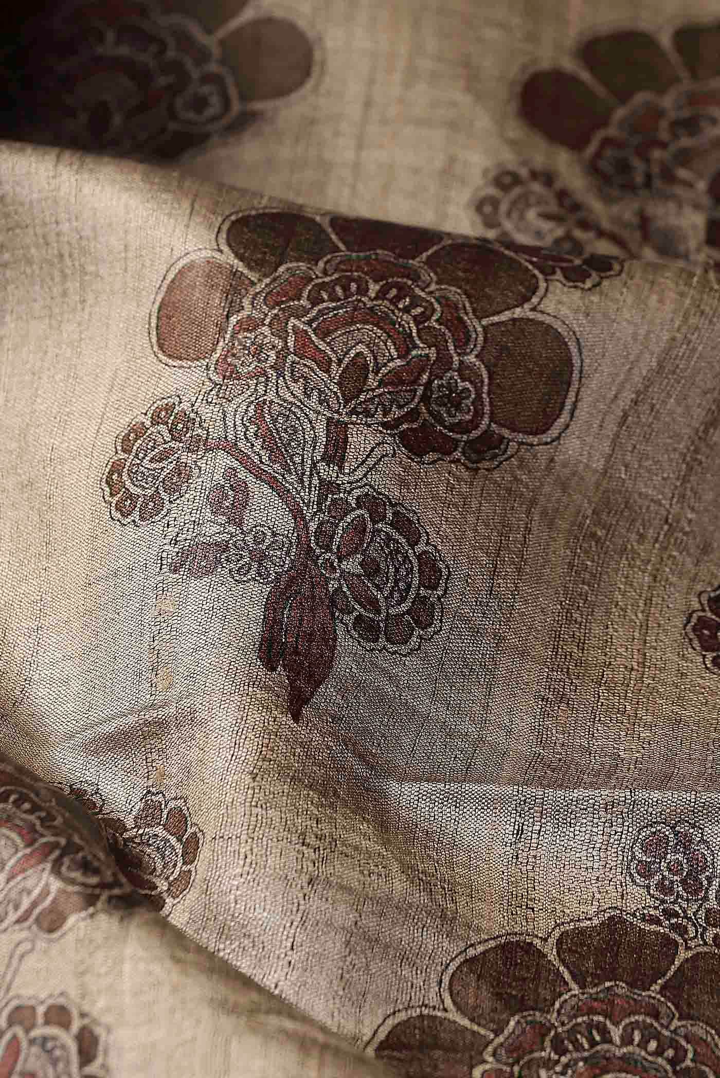 Beige Bhagalpuri Tussar Silk Saree