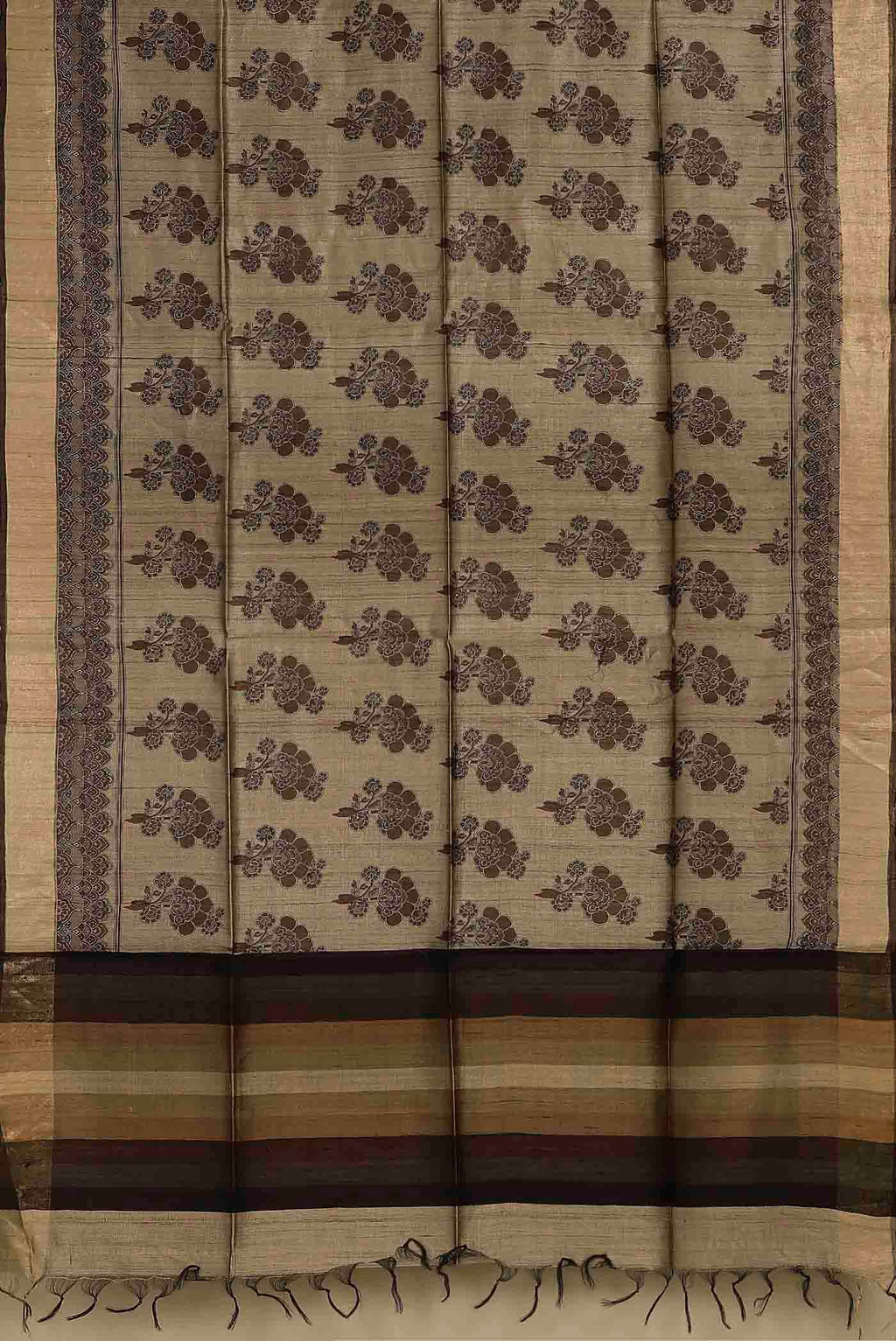 Beige Bhagalpuri Tussar Silk Saree