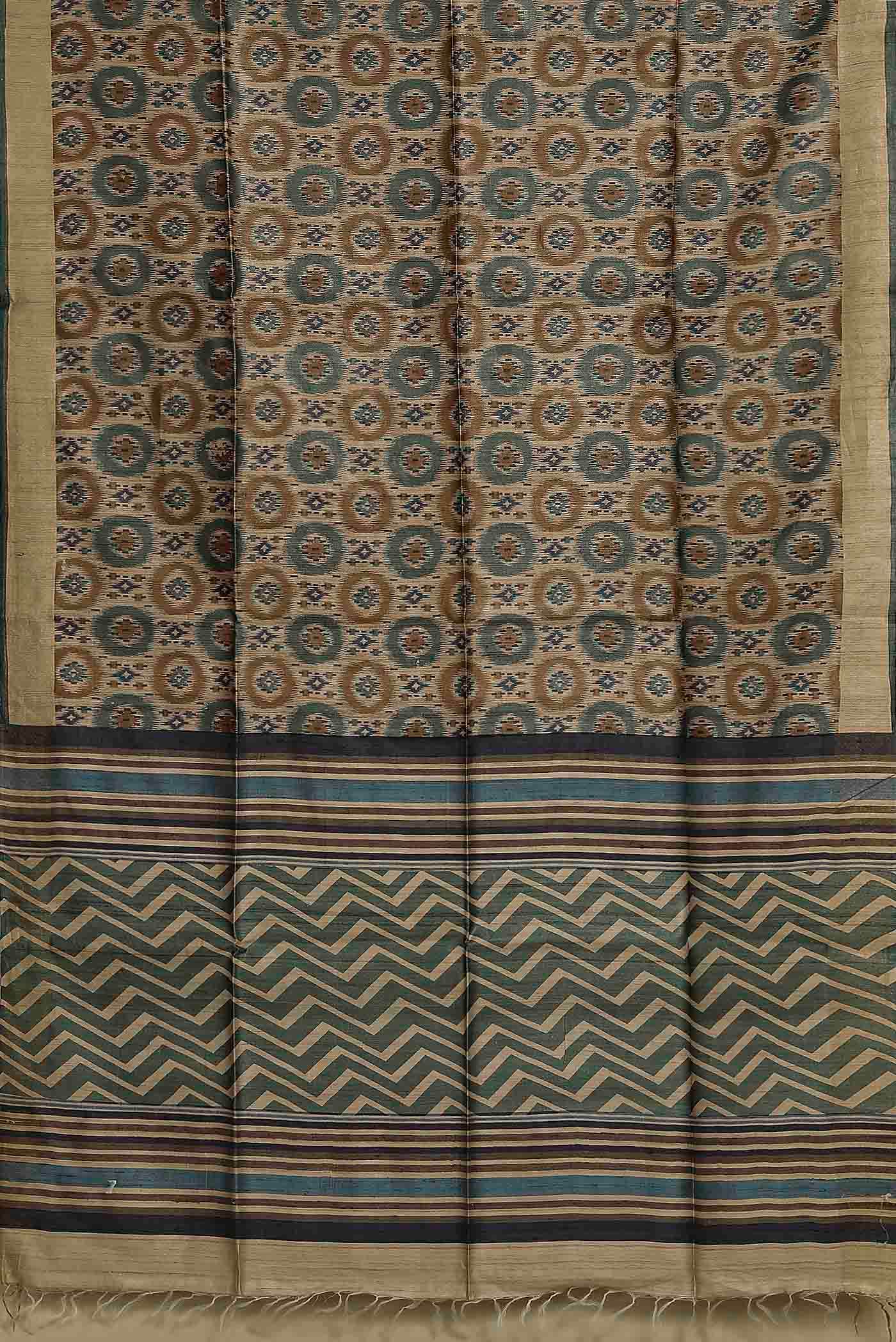 Beige Bhagalpuri Tussar Silk Saree