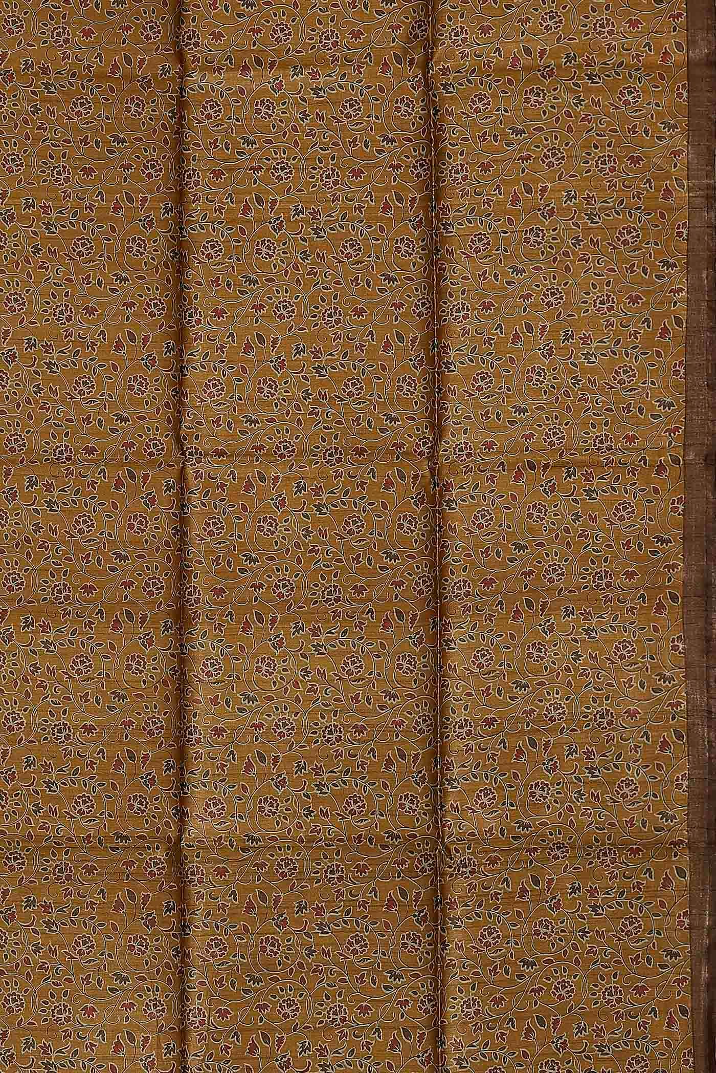 Mustard Bhagalpuri Tussar Silk Saree