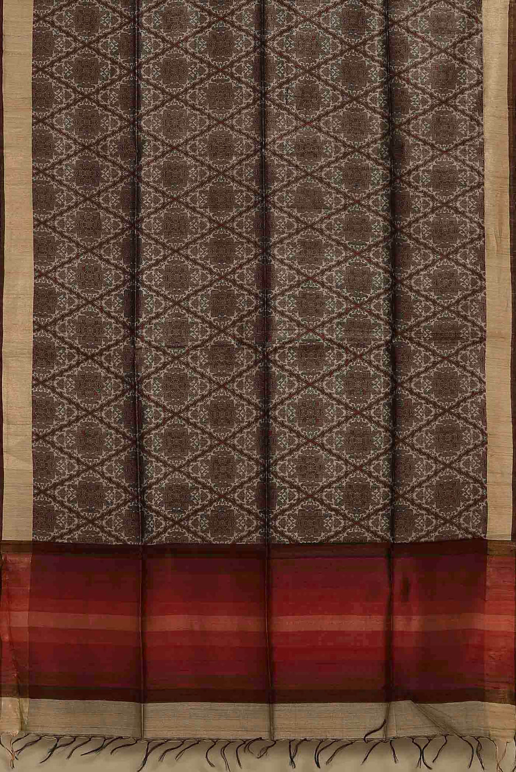 White Bhagalpuri Tussar Silk Saree