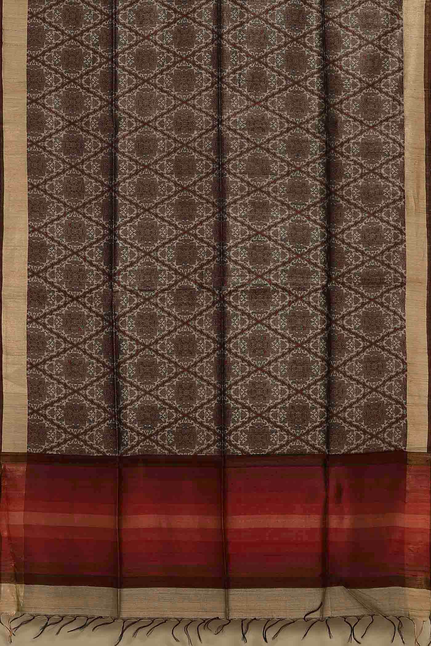 White Bhagalpuri Tussar Silk Saree