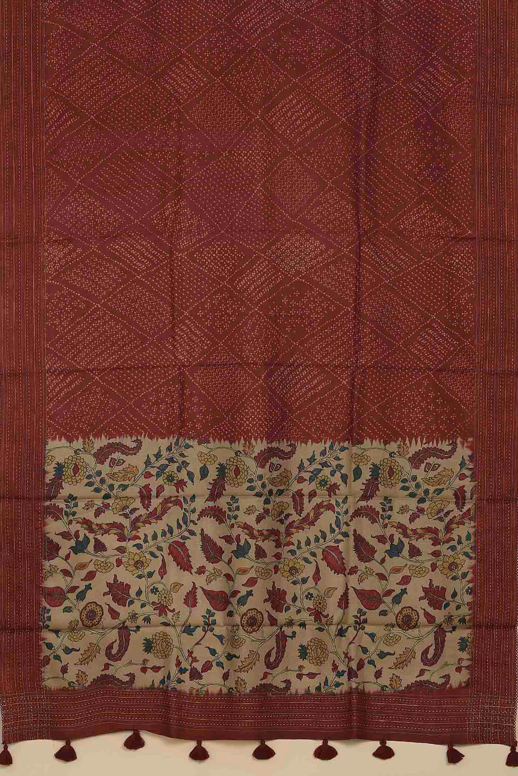 Red Bhagalpuri Tussar Silk Saree