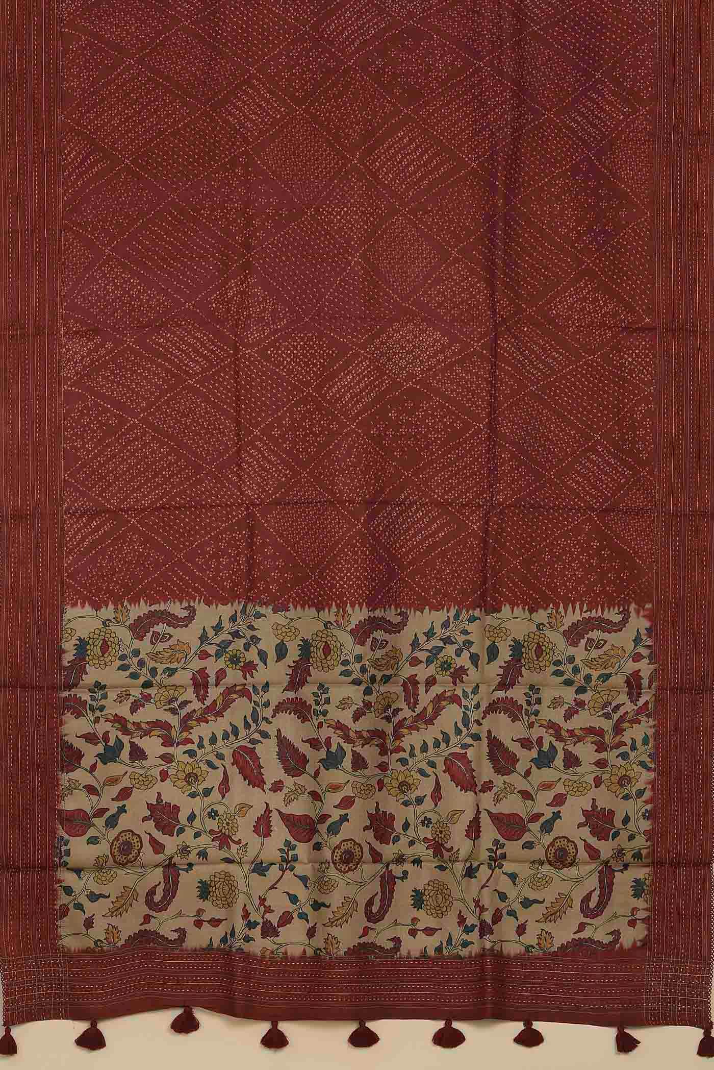 Red Bhagalpuri Tussar Silk Saree