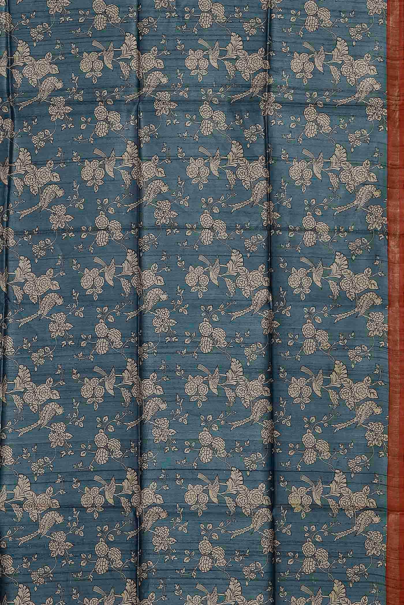 Blue Bhagalpuri Tussar Silk Saree