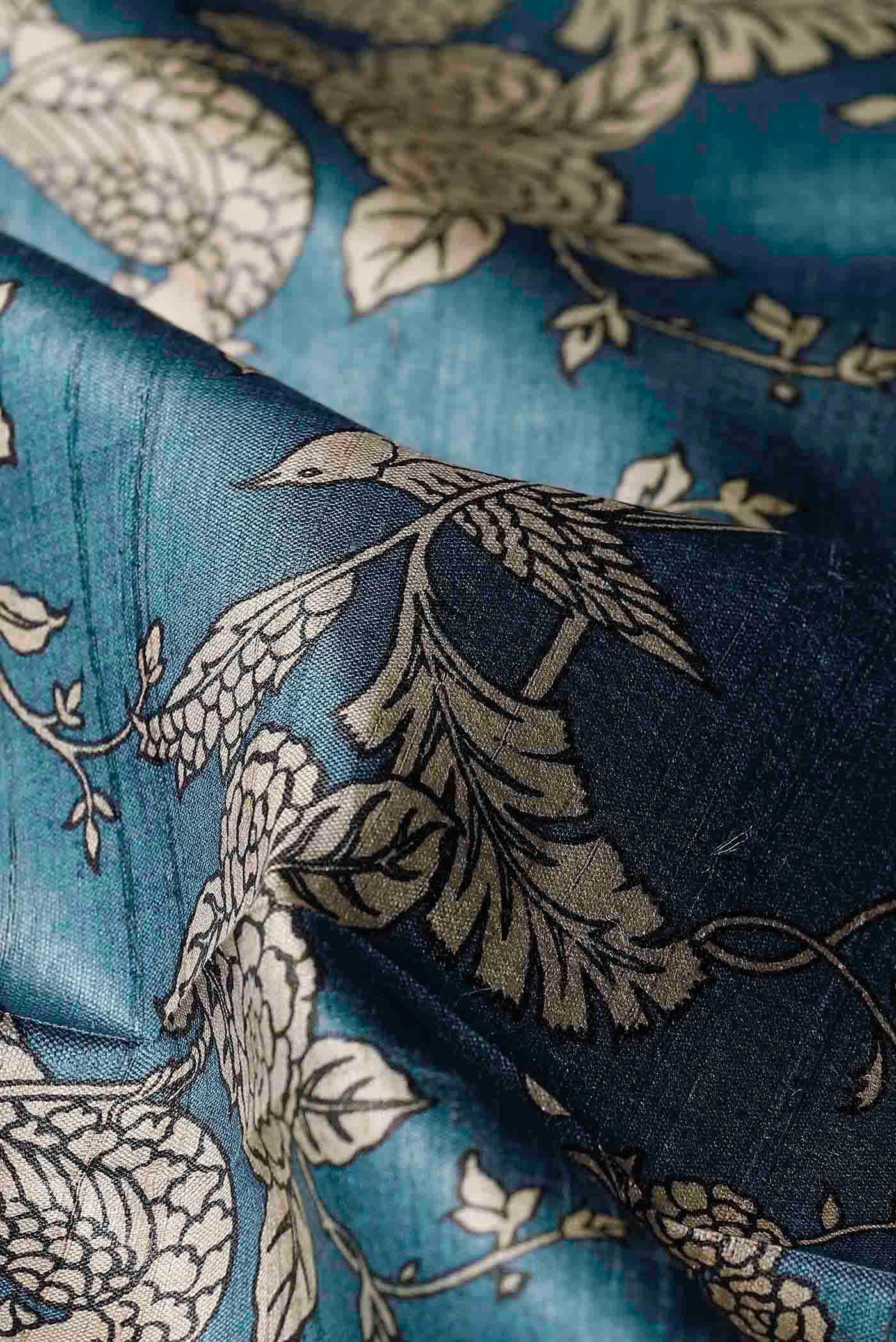 Blue Bhagalpuri Tussar Silk Saree