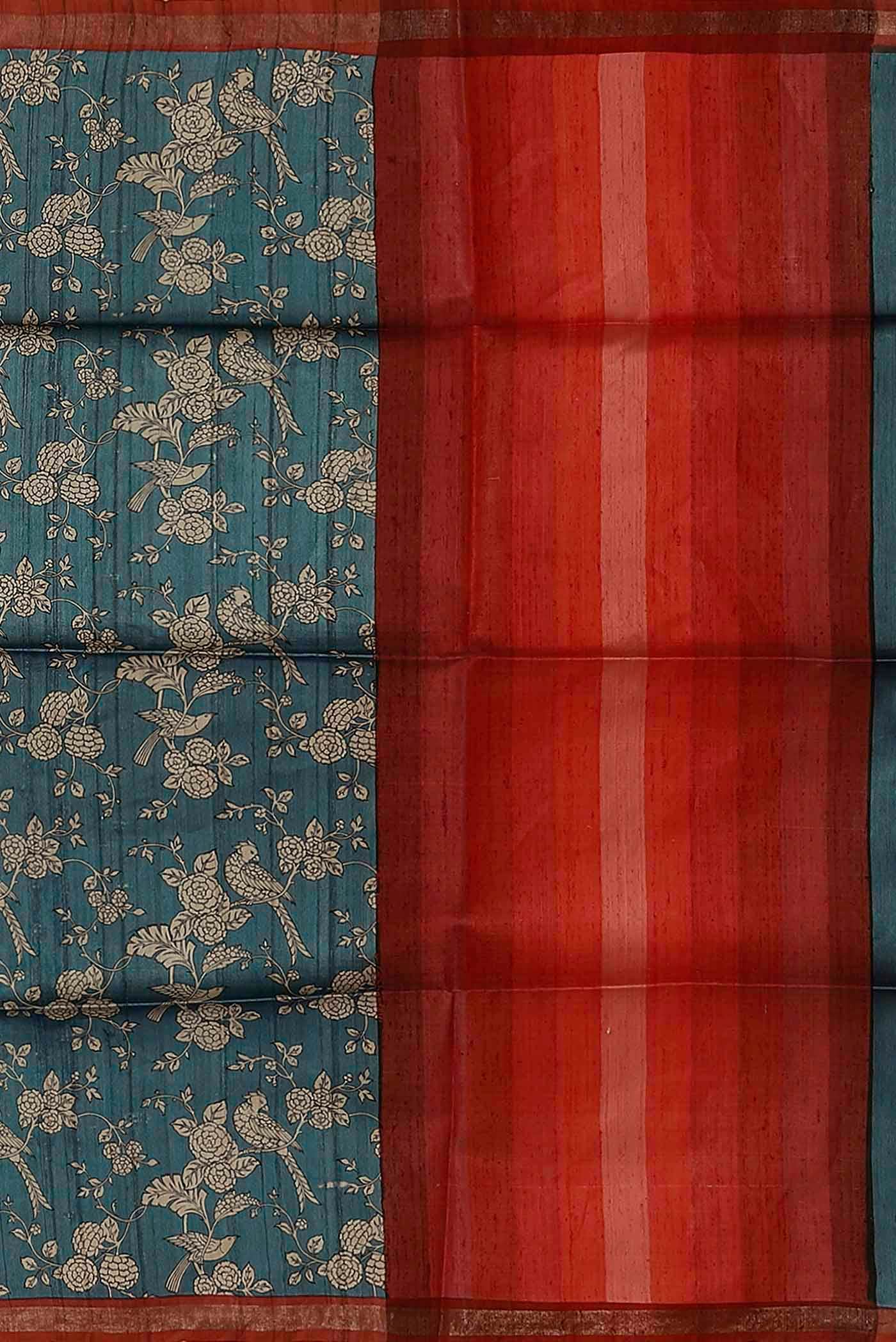 Blue Bhagalpuri Tussar Silk Saree