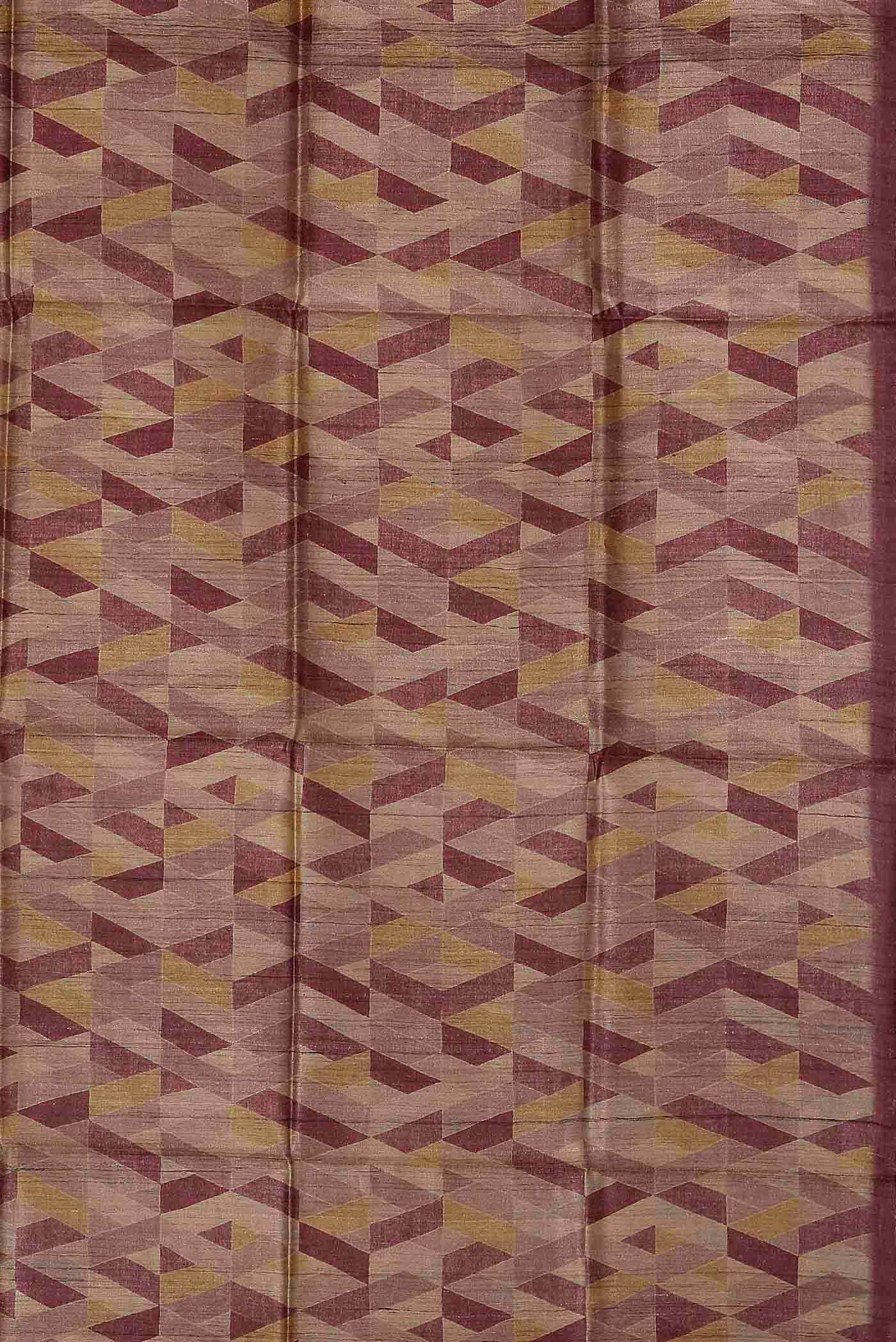 Beige Bhagalpuri Tussar Silk Saree
