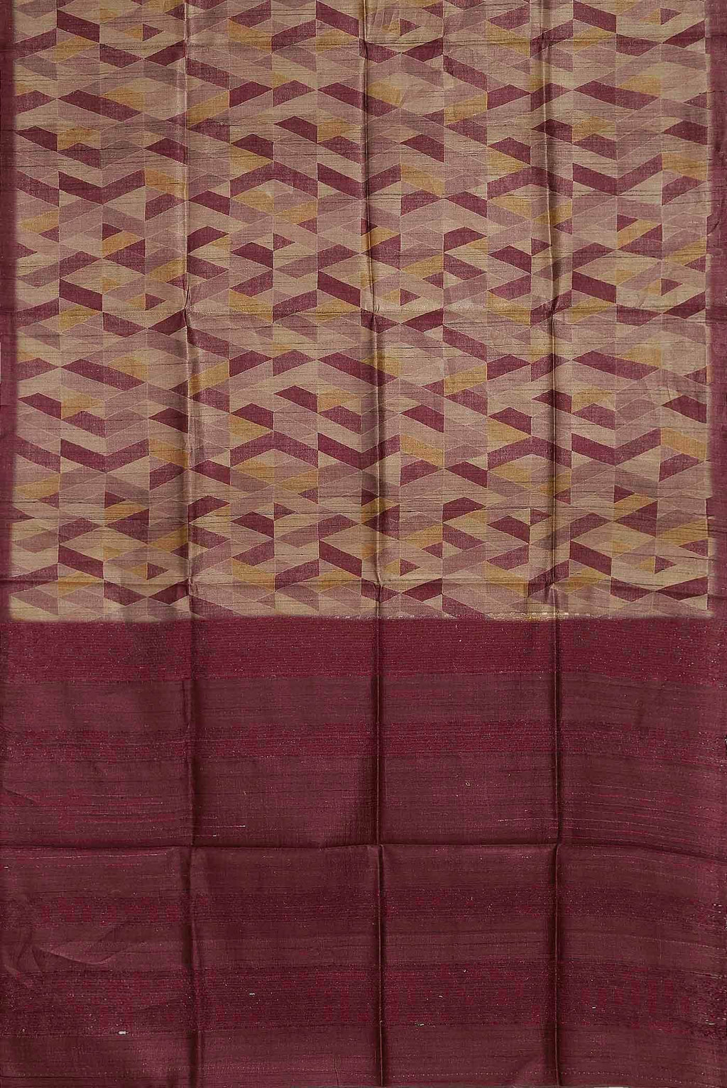 Beige Bhagalpuri Tussar Silk Saree