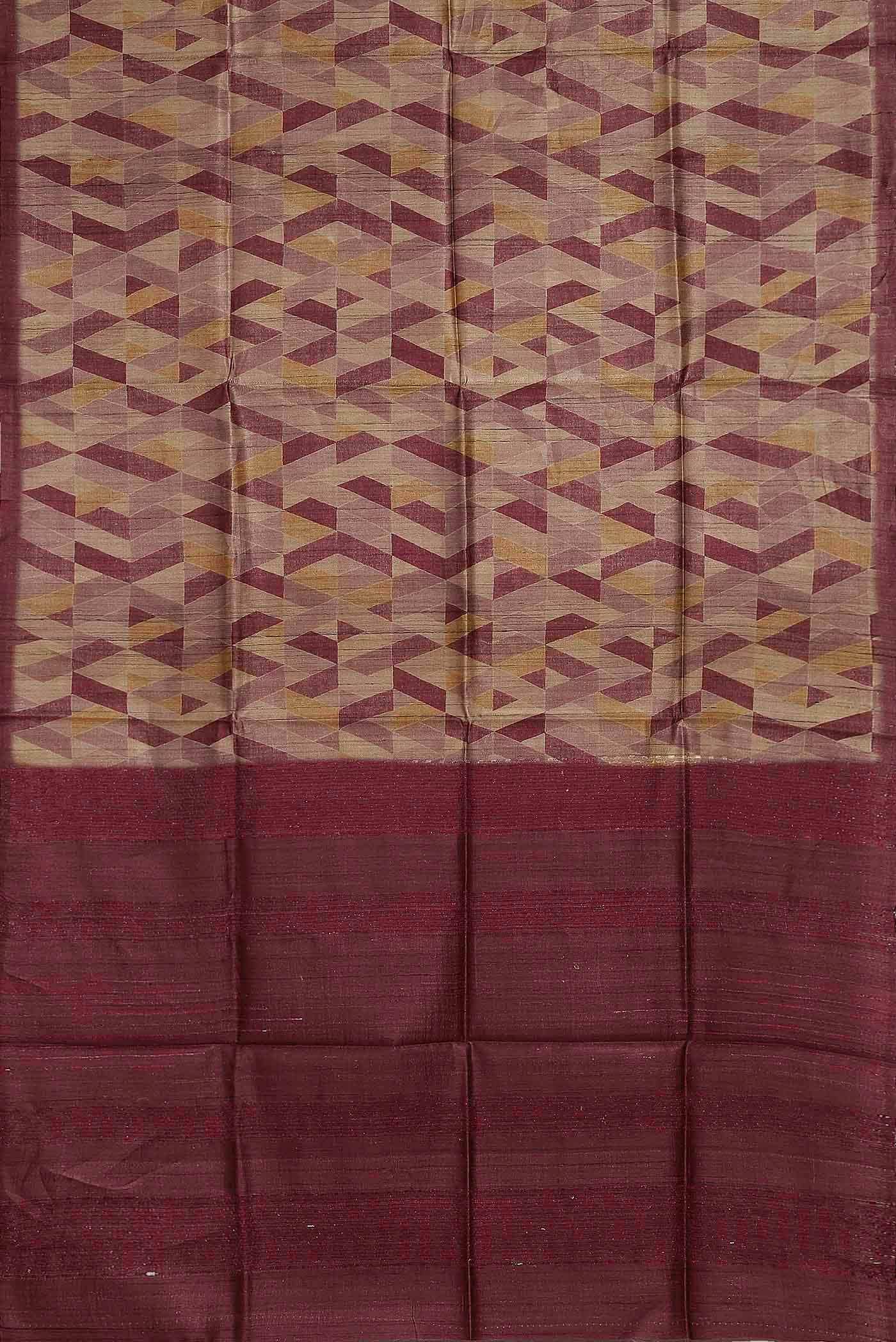 Beige Bhagalpuri Tussar Silk Saree