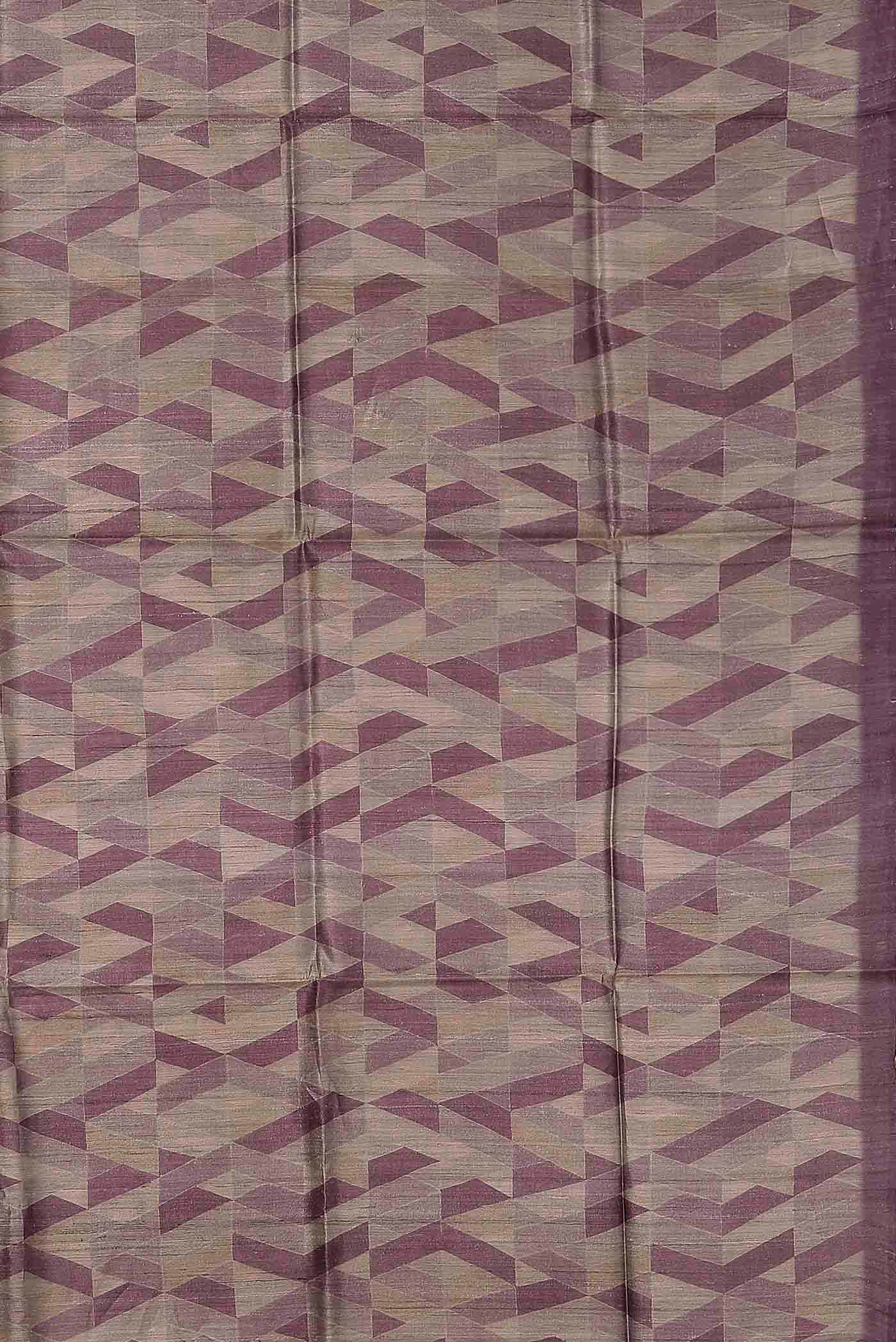 Beige Tussar Silk Saree