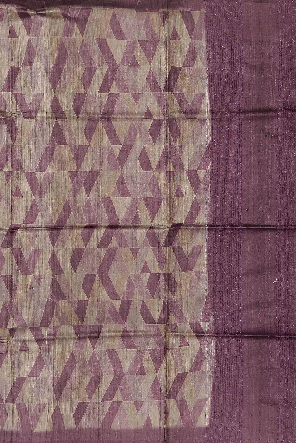 Beige Tussar Silk Saree