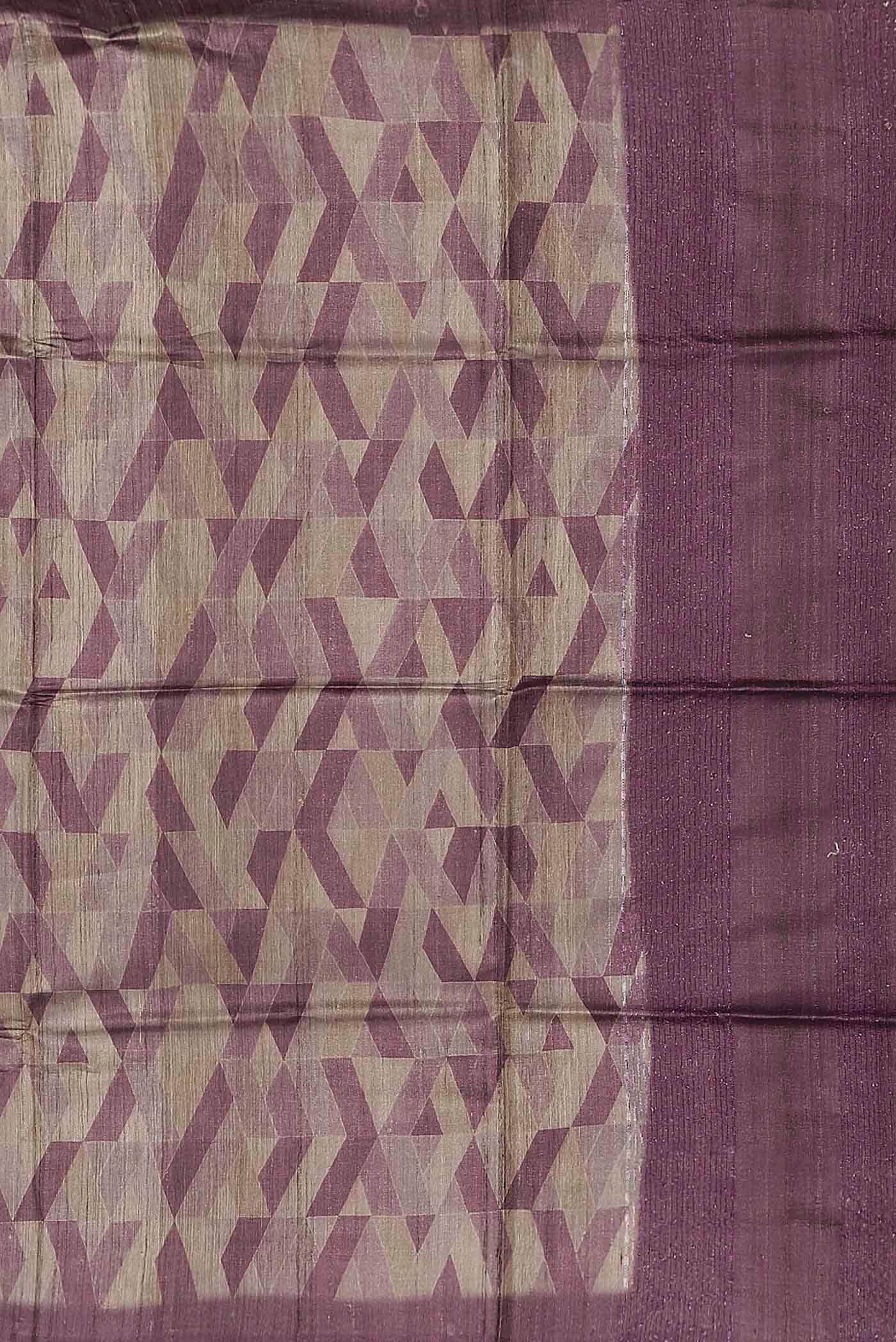Beige Tussar Silk Saree