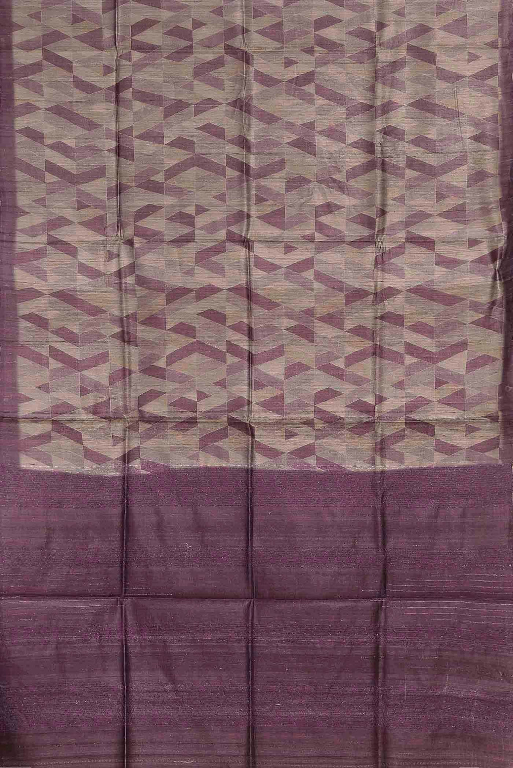 Beige Tussar Silk Saree