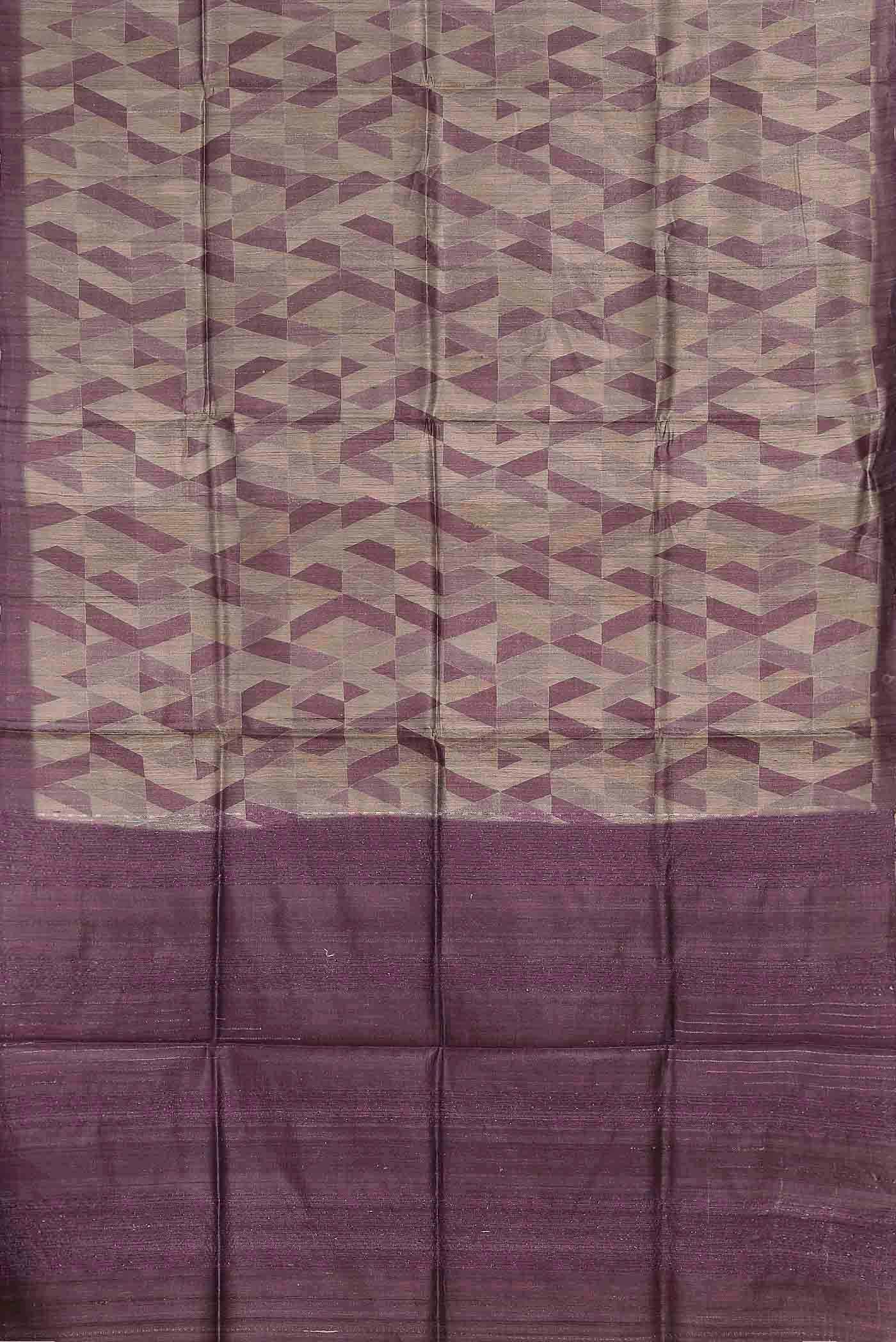 Beige Tussar Silk Saree