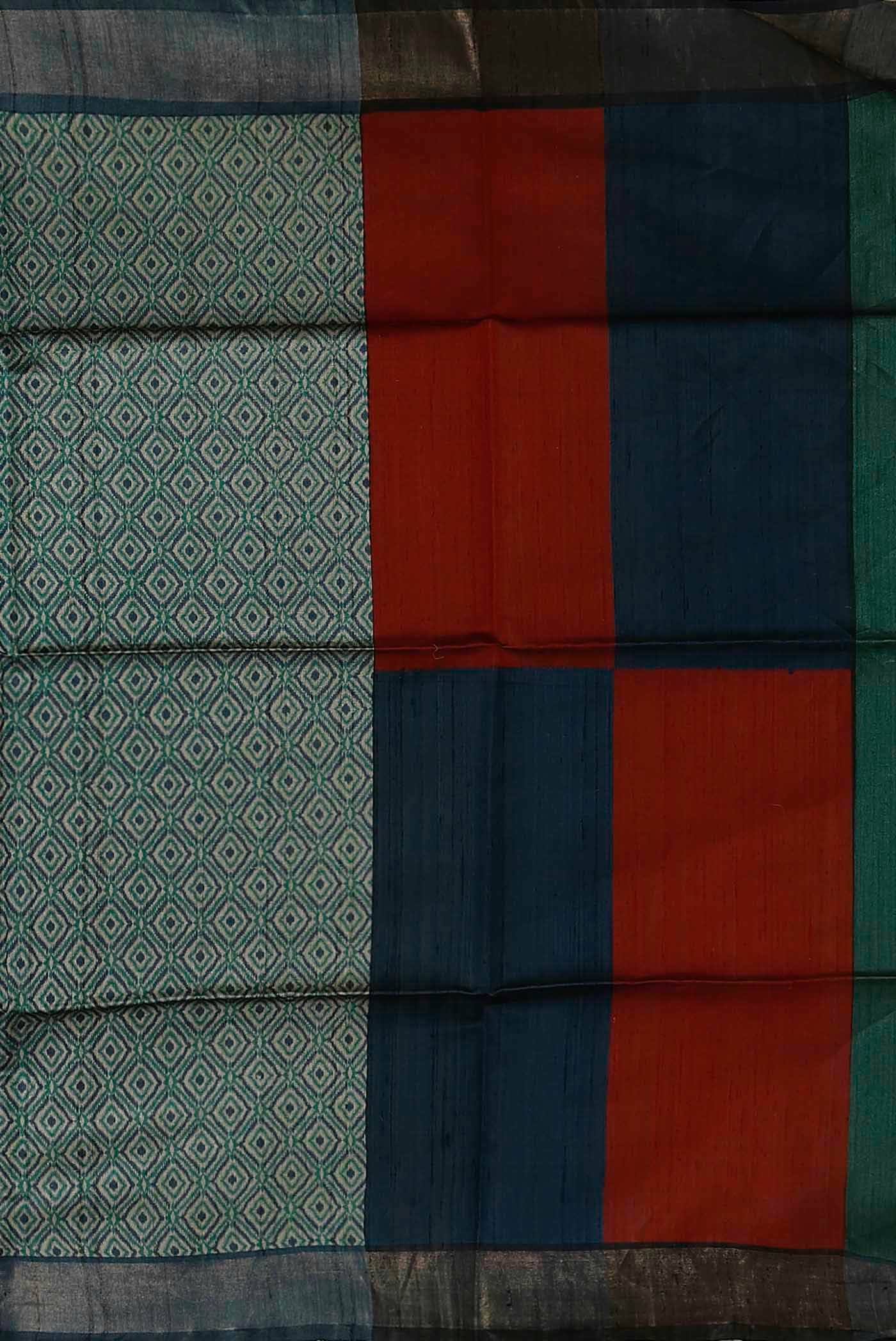 Green Bhagalpuri Tussar Silk Saree
