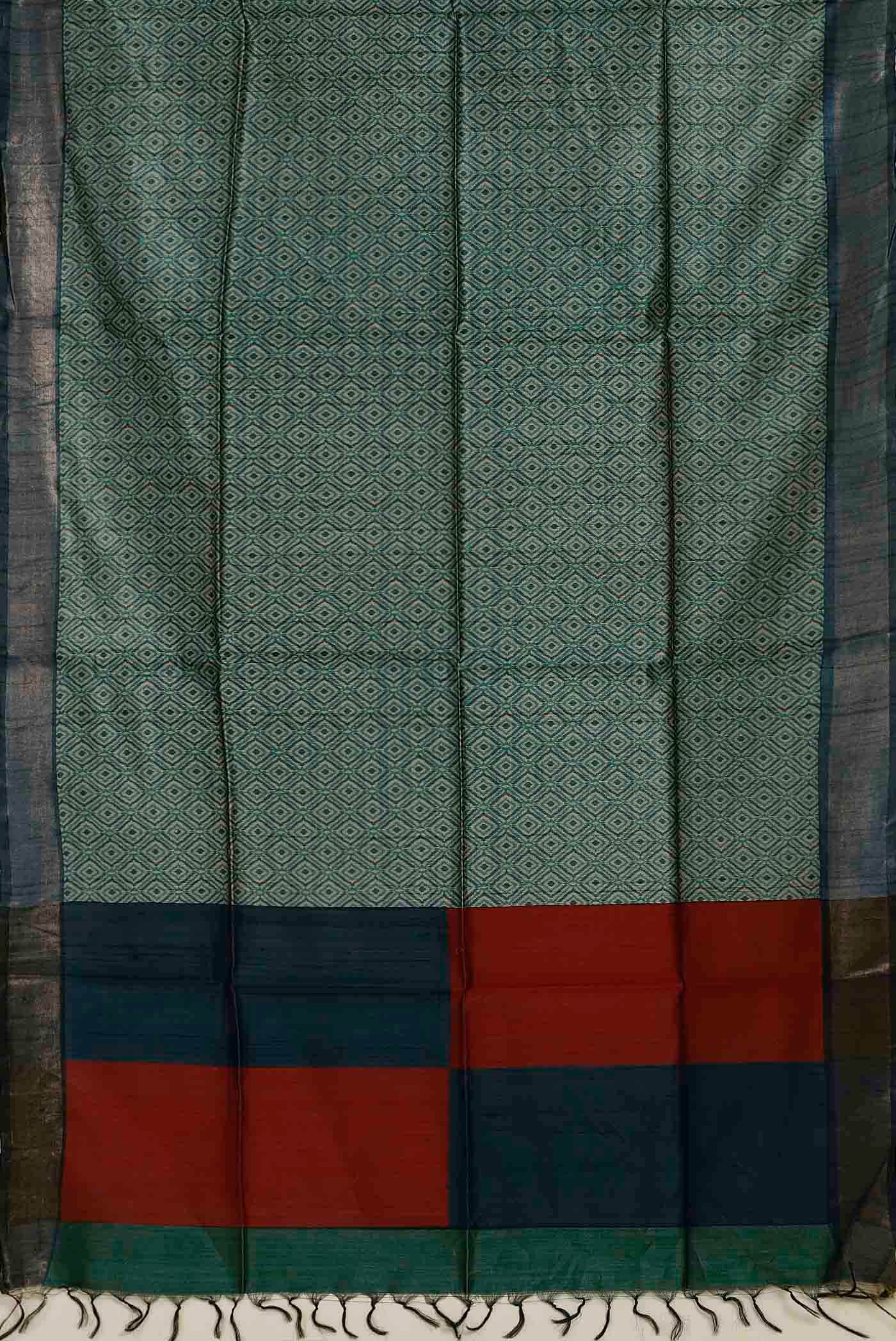 Green Bhagalpuri Tussar Silk Saree