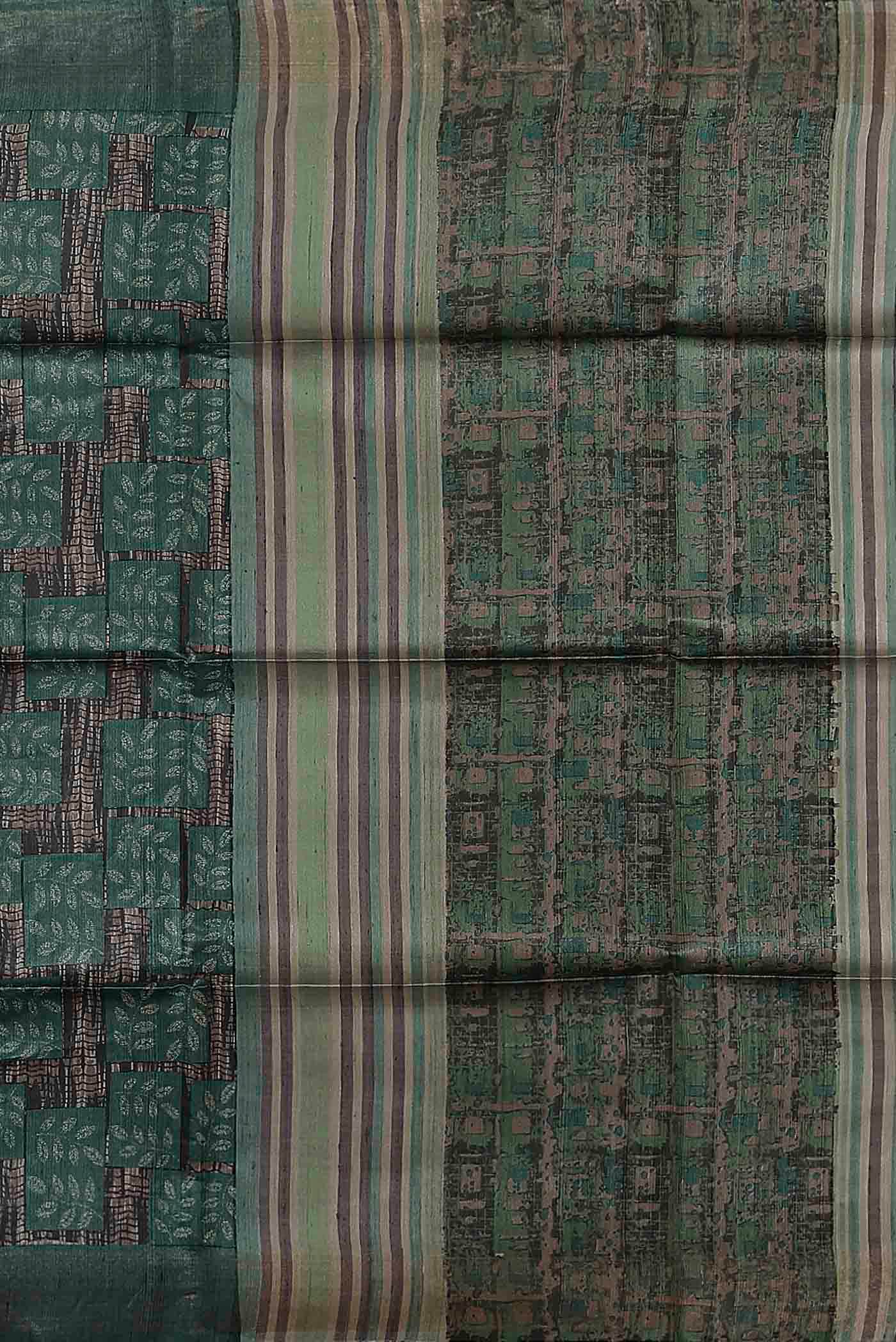 Green Bhagalpuri Tussar Silk Saree