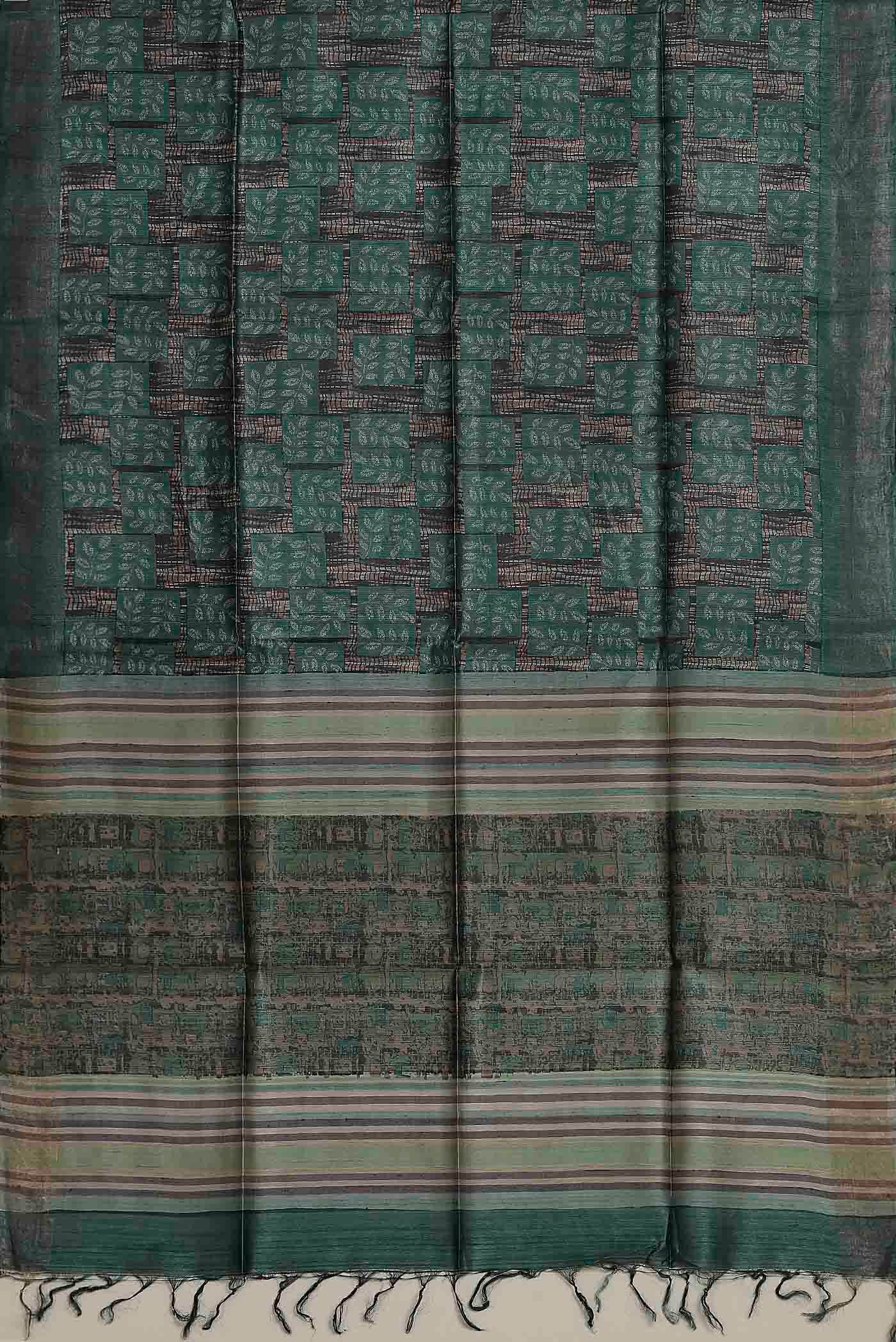Green Bhagalpuri Tussar Silk Saree