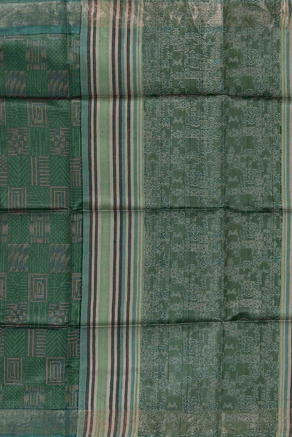 Green Bhagalpuri Tussar Silk Saree