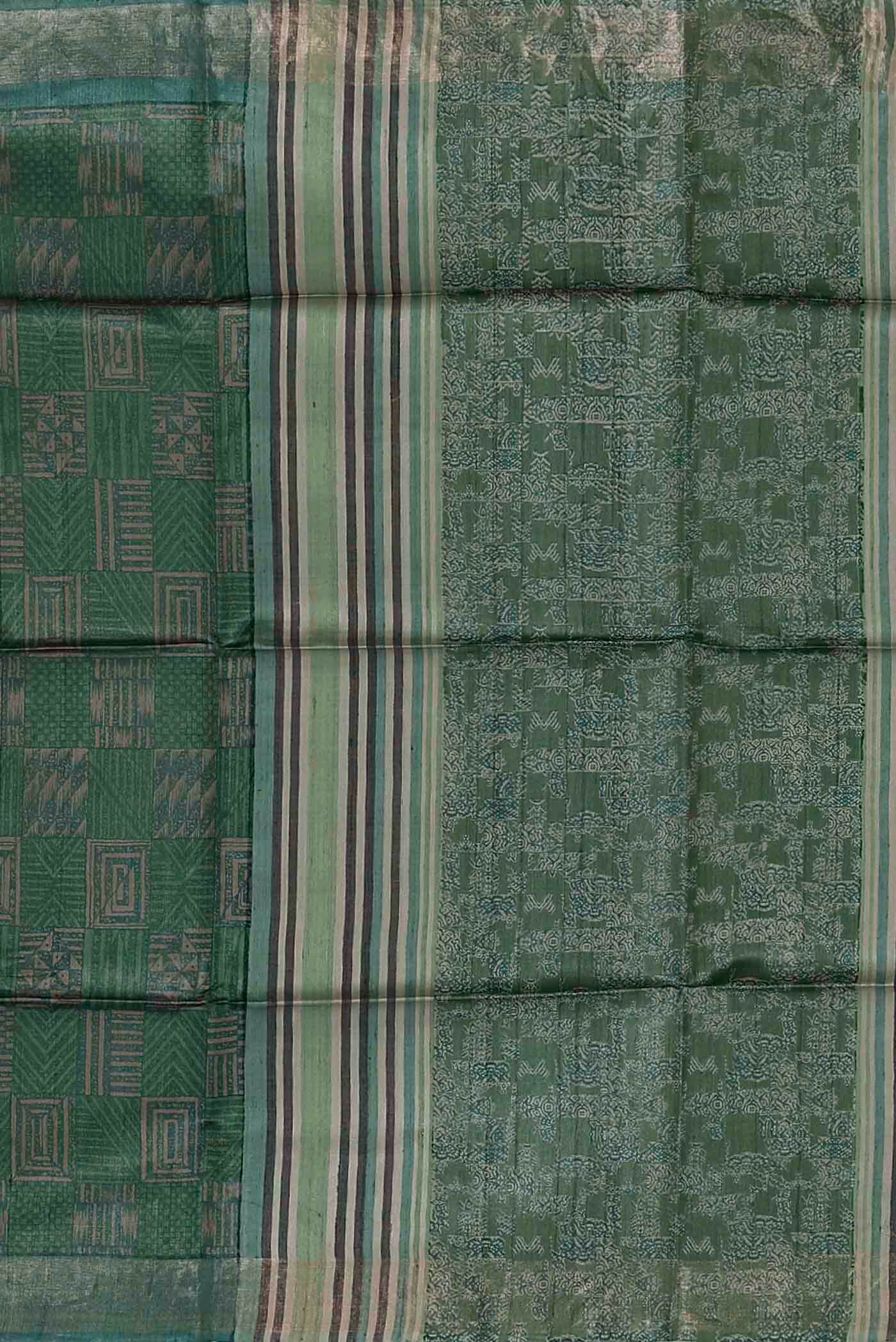 Green Bhagalpuri Tussar Silk Saree