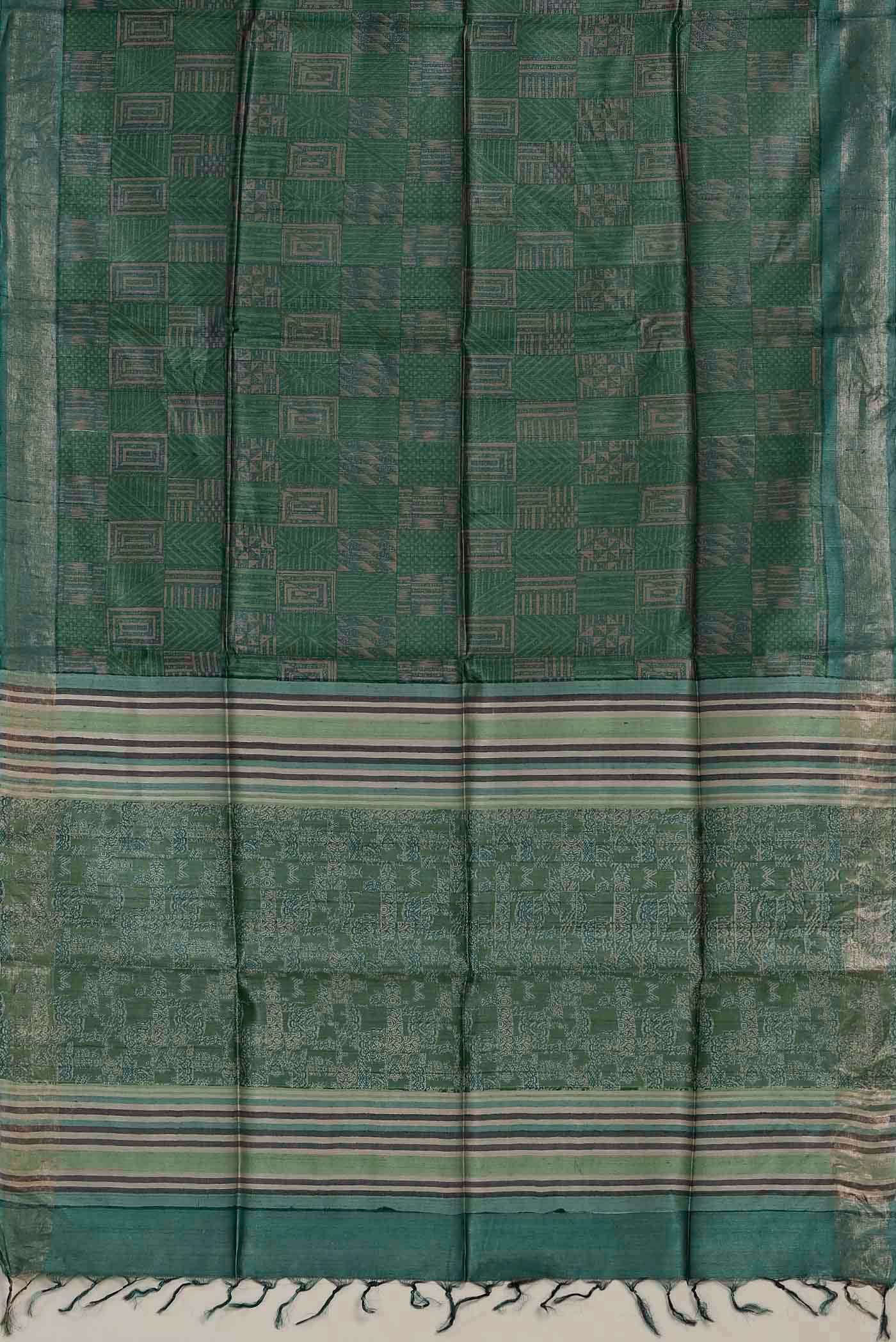 Green Bhagalpuri Tussar Silk Saree