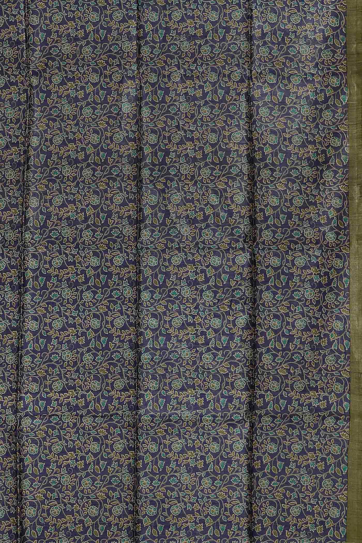Blue Bhagalpuri Tussar Silk Saree
