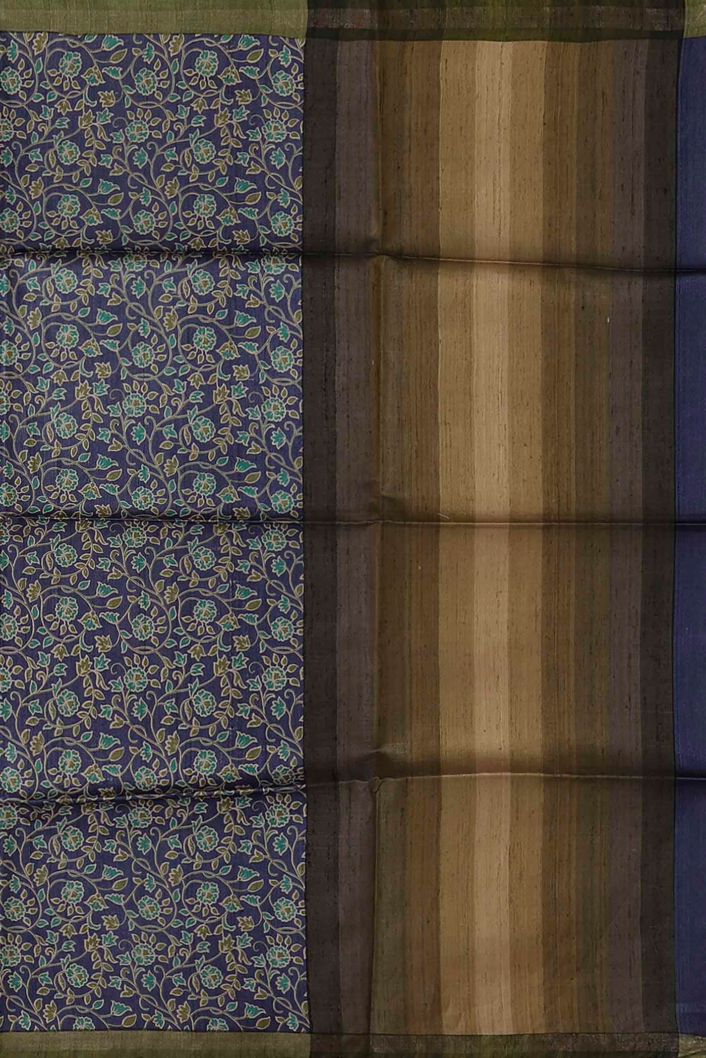 Blue Bhagalpuri Tussar Silk Saree